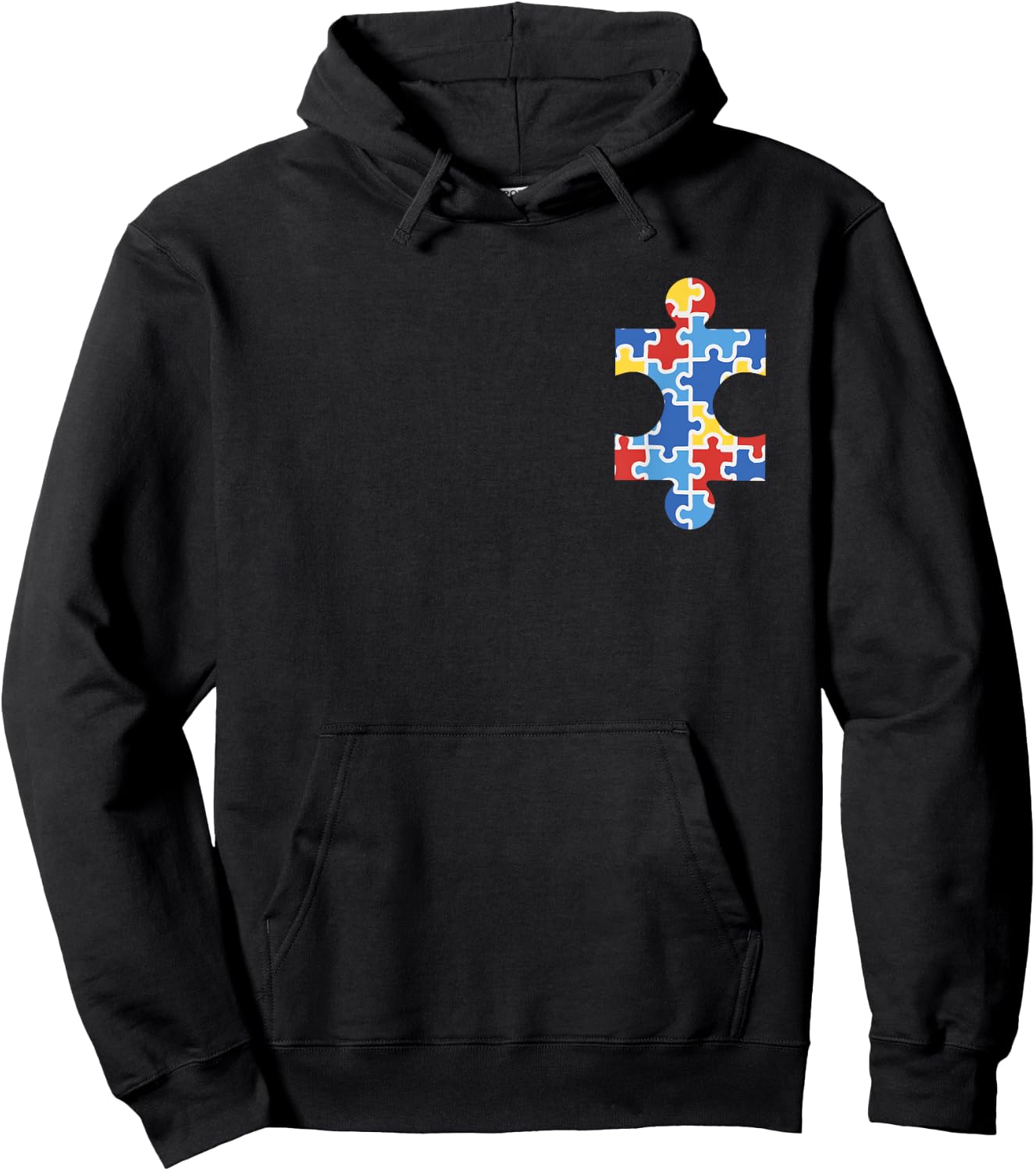 Autism Awareness Puzzle Piece Pocket Shirt Autistic Gift Hoodie - Hoodie | Black