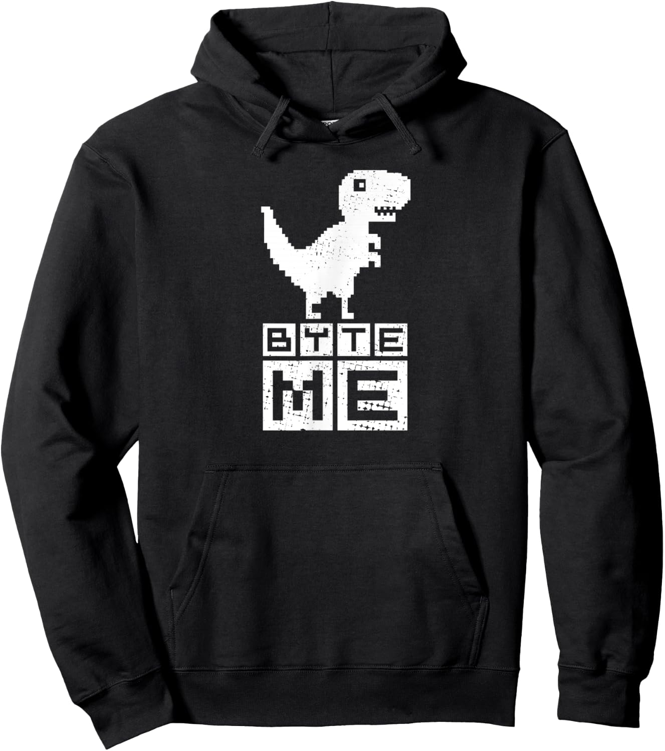 Byte Me Cute Pixel Dinosaur for Coding Geeks Hoodie - Hoodie | Black