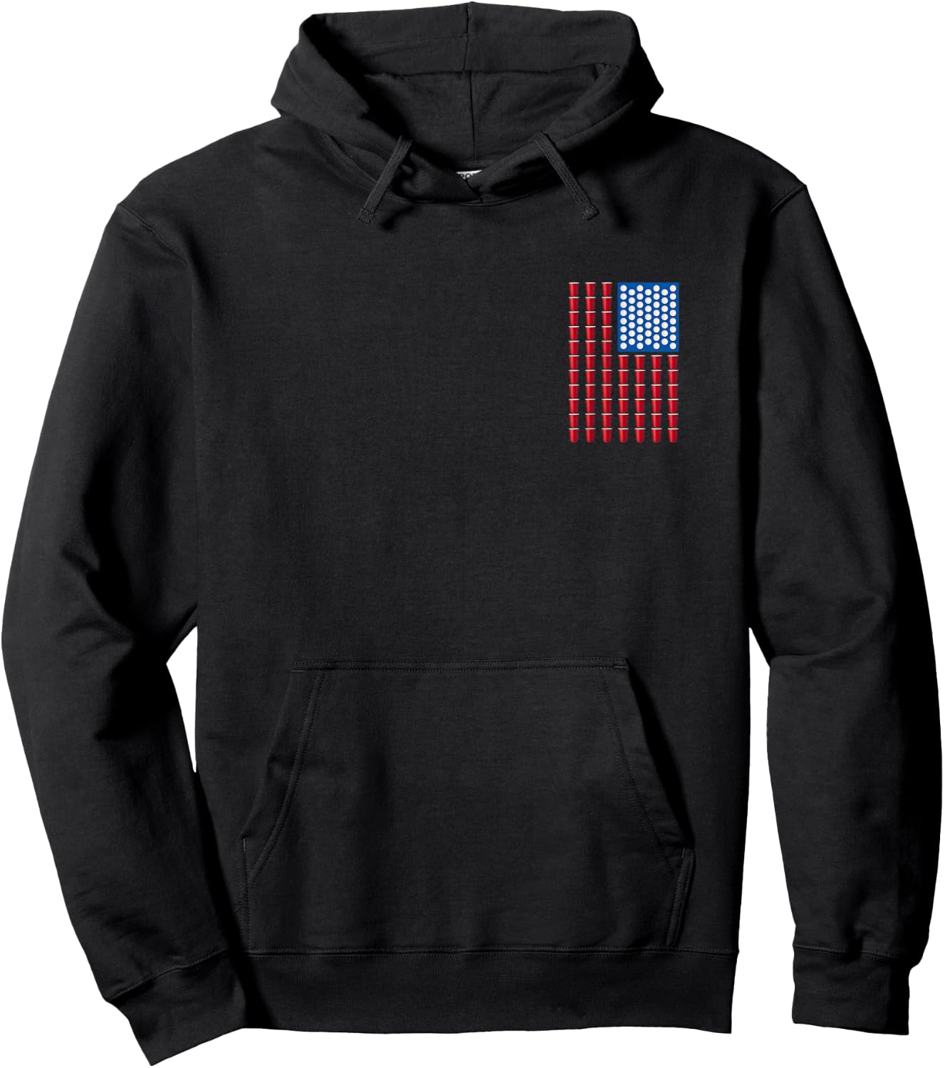 Beer Pong Red Solo Cup American Flag USA Women Men Hoodie - Hoodie | Black