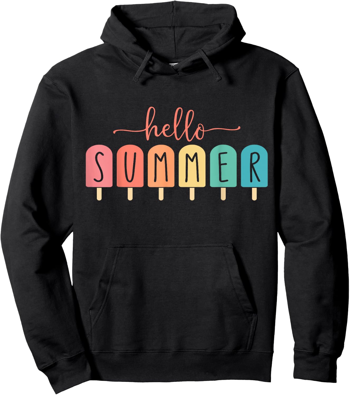 Hello Summer Vacation Ice Cream Popsicle Ice Lolly Gift Men Women Girls Kids Hoodie - Hoodie | Black