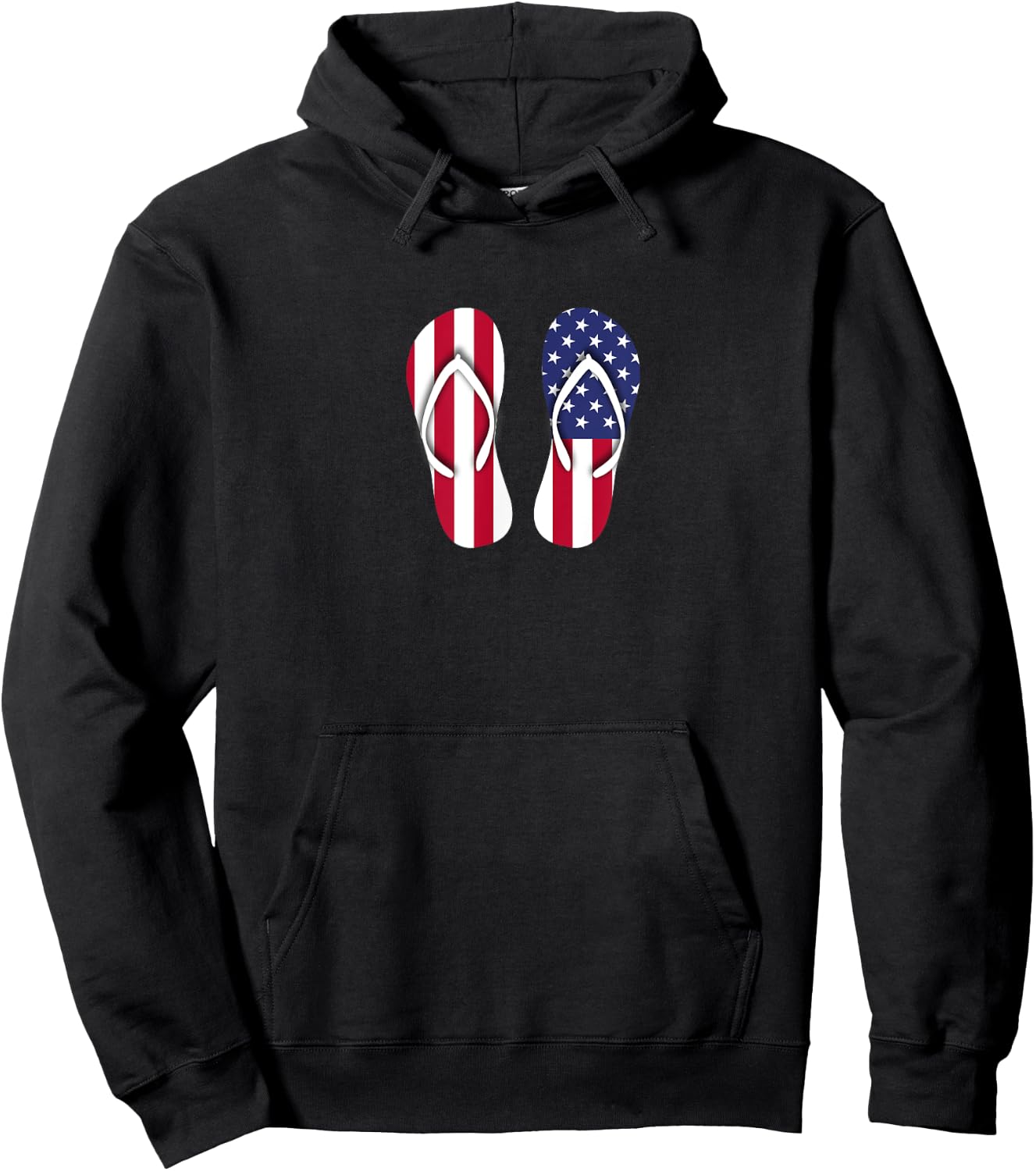 Flip Flops Red White and Blue Patriotic Sandals Beach Hoodie - Hoodie | Black