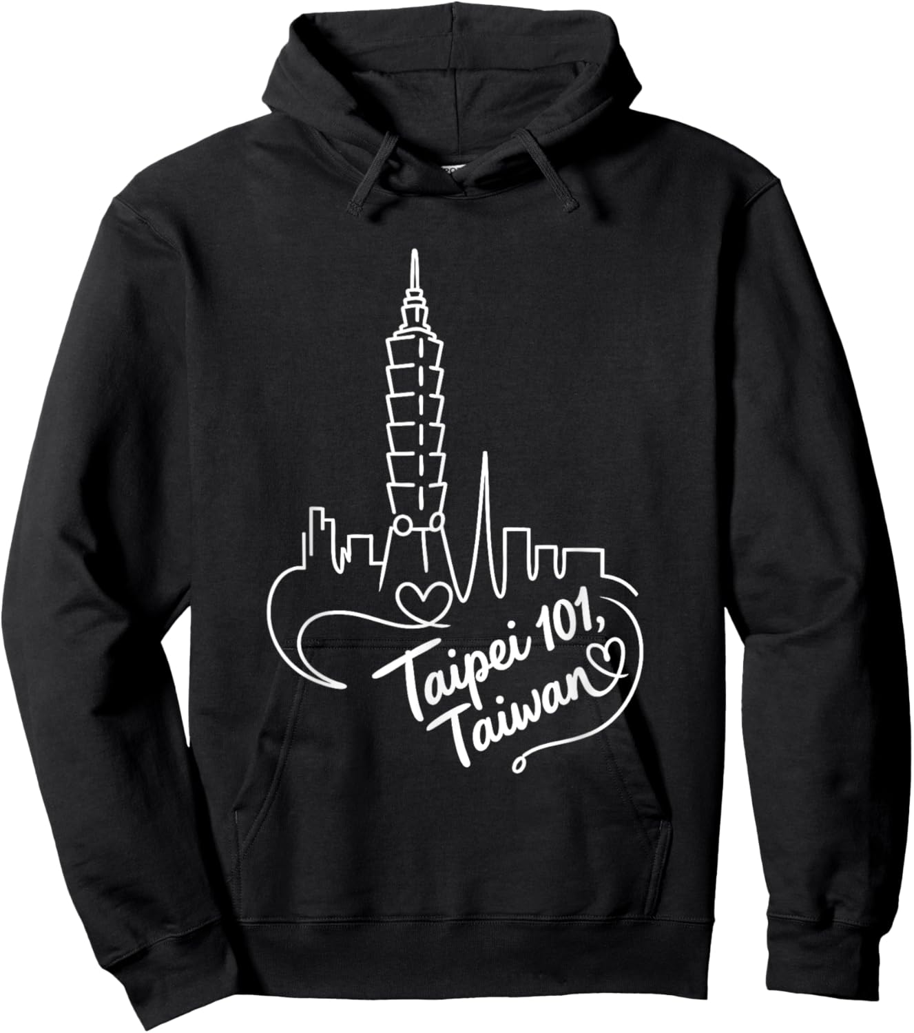 Taipei 101, Taiwan Romantic Signature Heart Art Souvenir Hoodie - Hoodie | Black