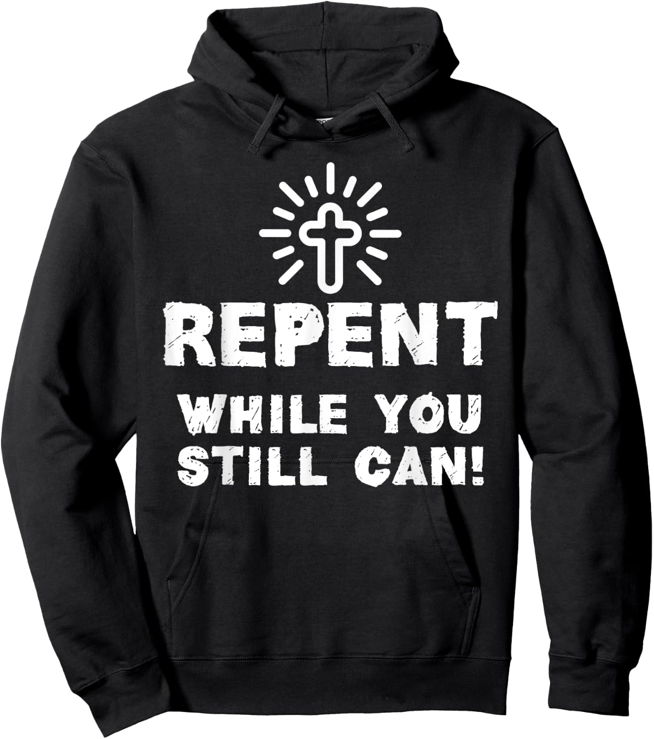 Repent While You Still Can! Christian (White) Hoodie - Hoodie | Black