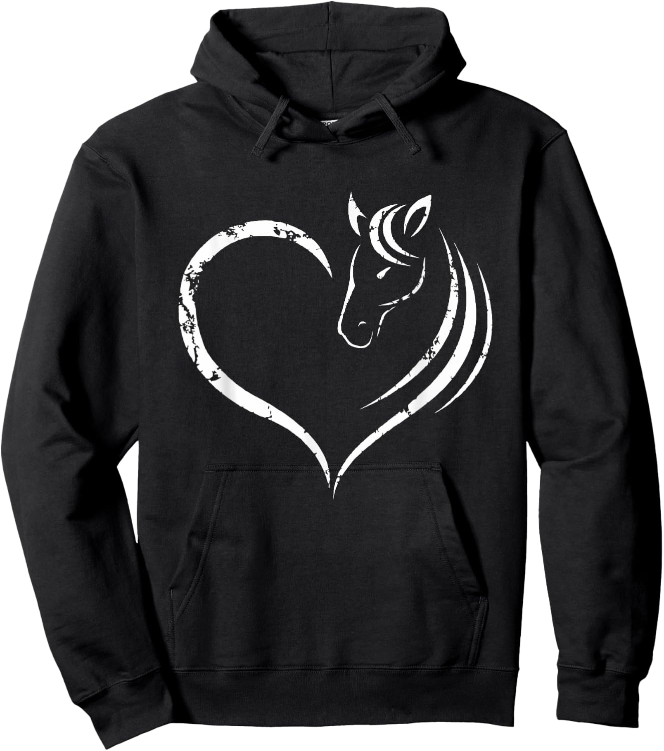 Horse Head Inside Heart Women Ladies Teens Gift Hoodie - Hoodie | Black