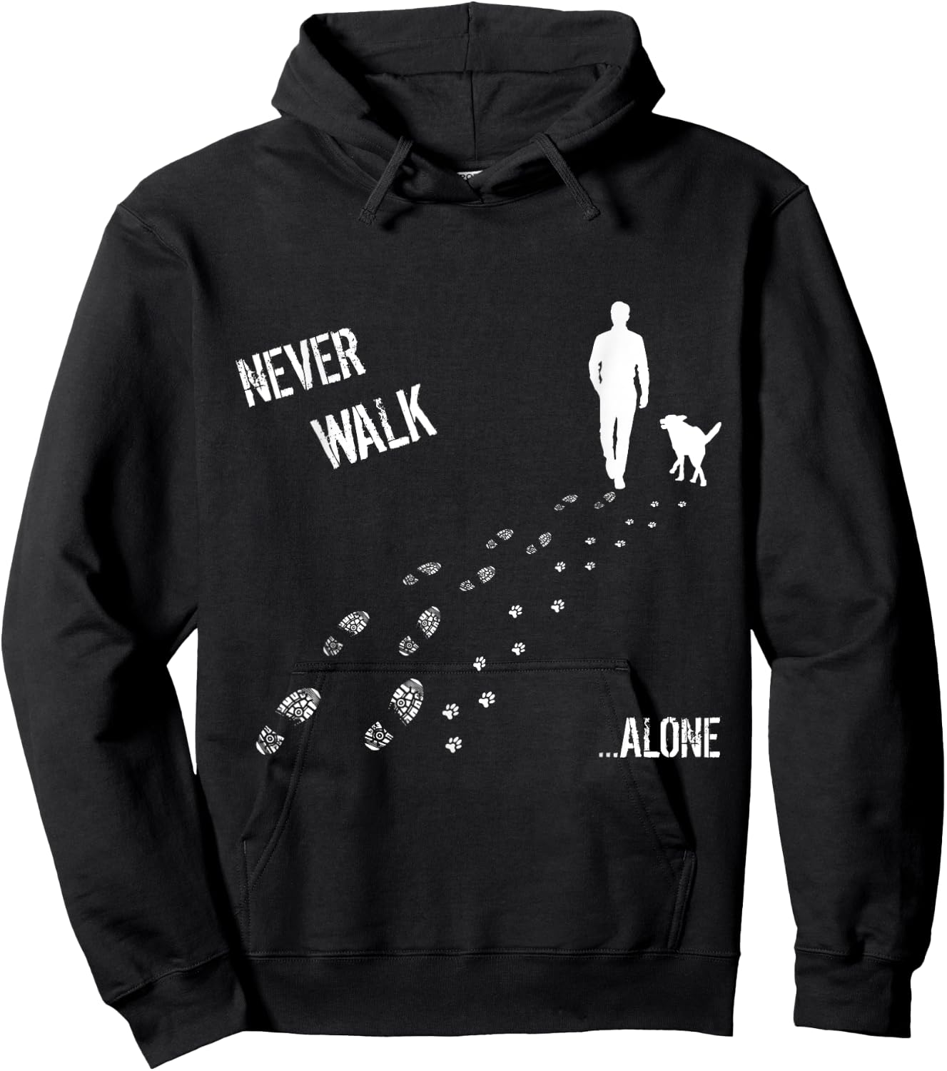 Cool dog's shirt, never walk alone man & dog gift Hoodie - Hoodie | Black