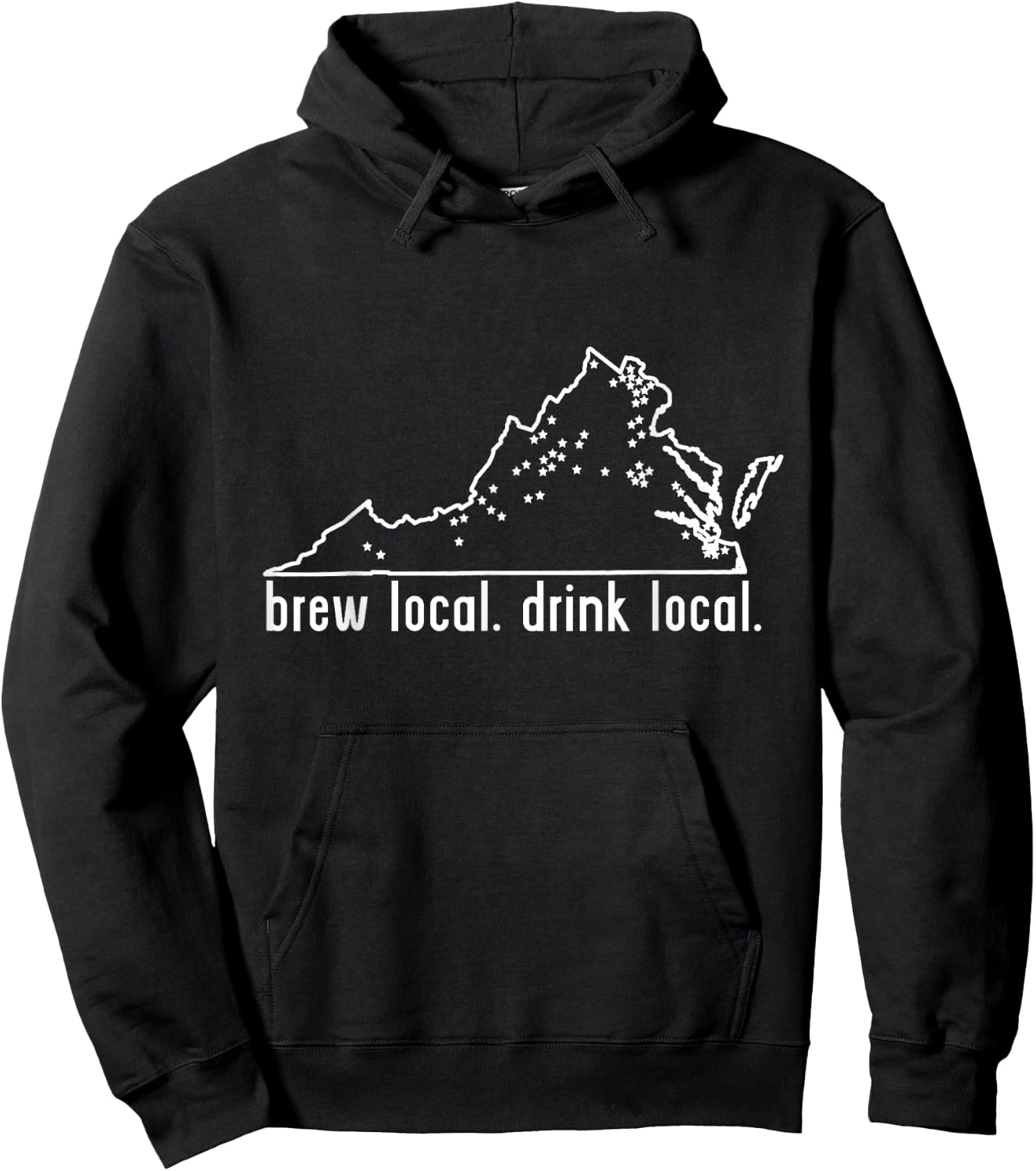 Virginia State Brewery Map - Craft Beer Graphic Hoodie - Hoodie | Black