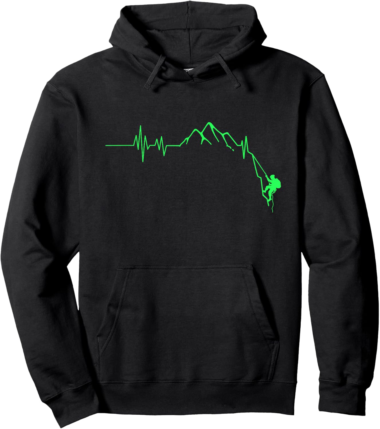 Rock Climbing Heartbeat Gift Print Climbing Hoodie - Hoodie | Black