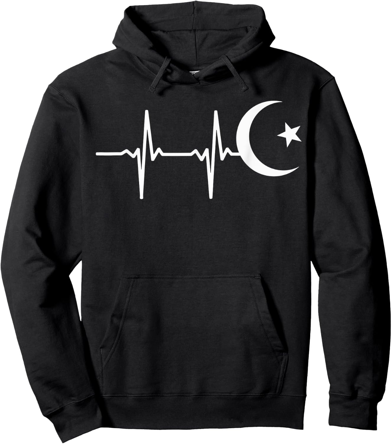 Muslim heartbeats, Ramadan Kareem moon Crescent Eid Hoodie - Hoodie | Black