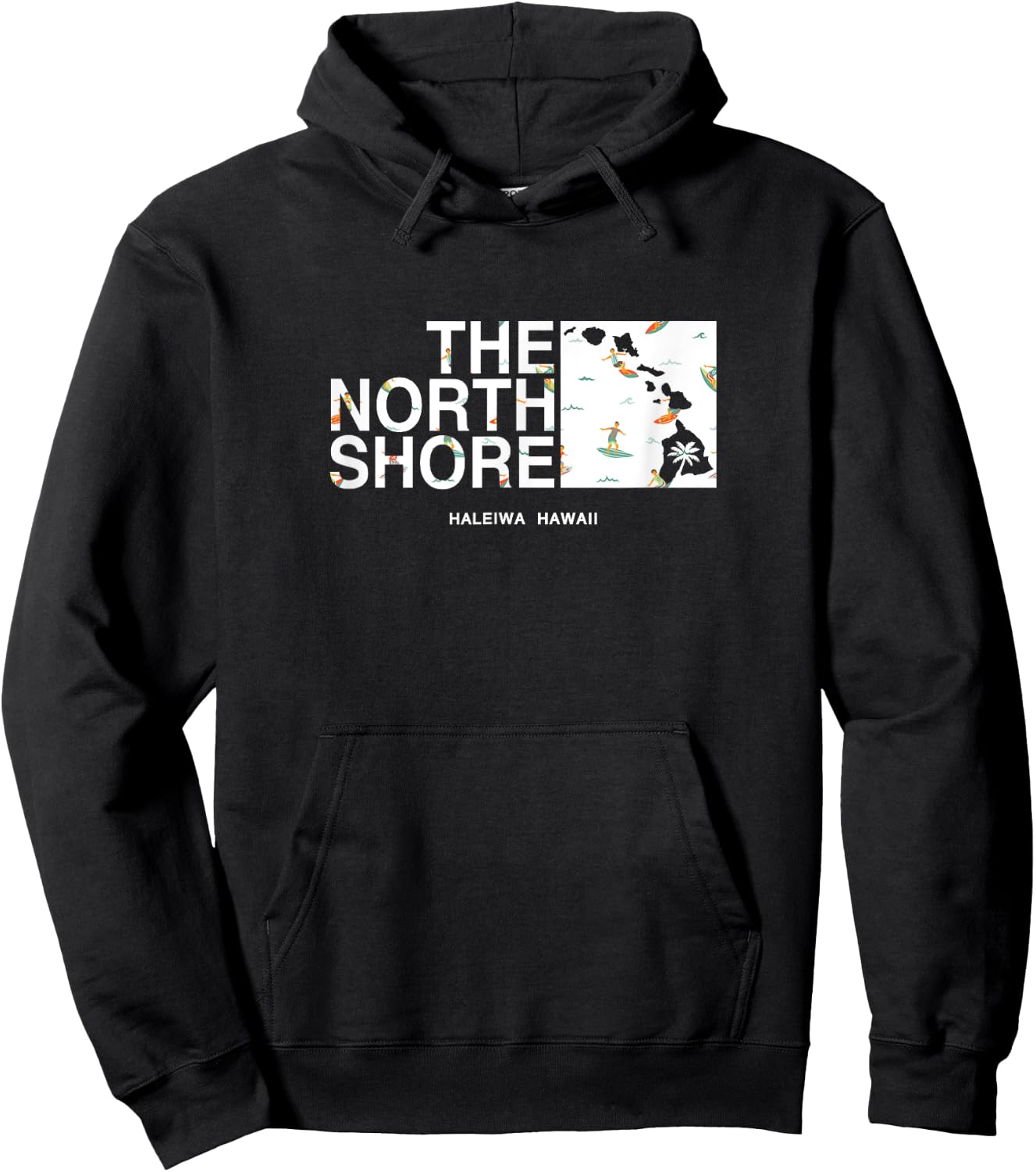 Hawaii Islands North Shore Haleiwa Surfer Hoodie - Hoodie | Black