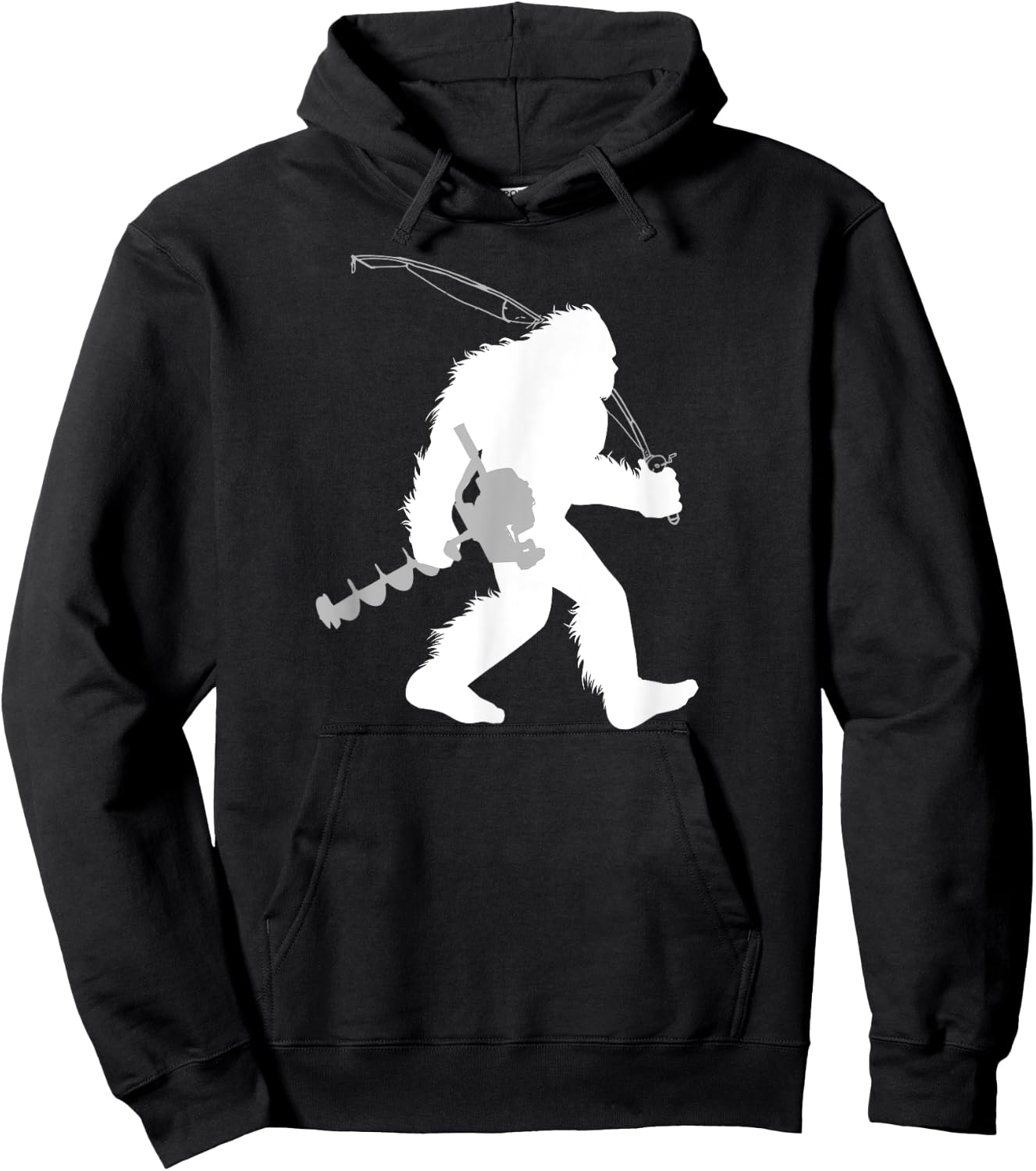 Yeti Bigfoot Ice Fishing , Black, Small, Men's, Short Sleeve, Classic Fit, Casual Classic, Fish Theme, Fishing Occasion Hoodie - Hoodie | Black