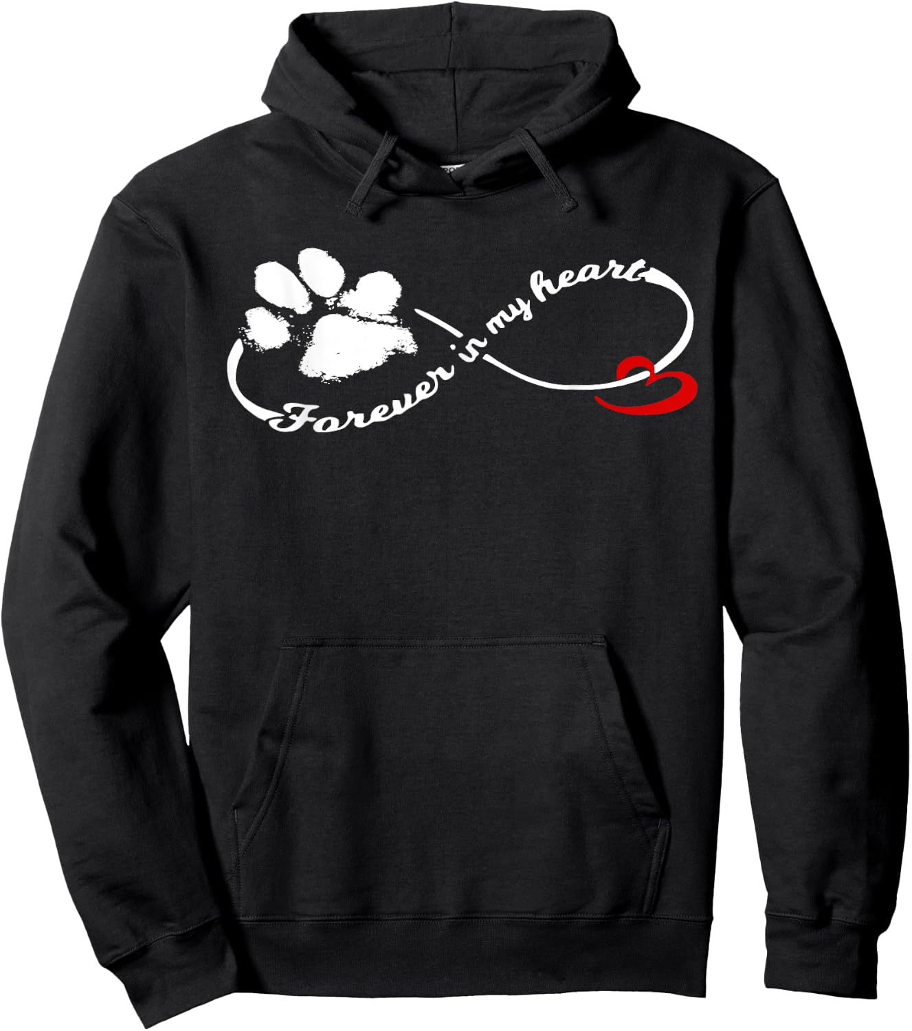 Forever in My Heart Dog Pawprint Infinity Women Girls Kids Hoodie - Hoodie | Black