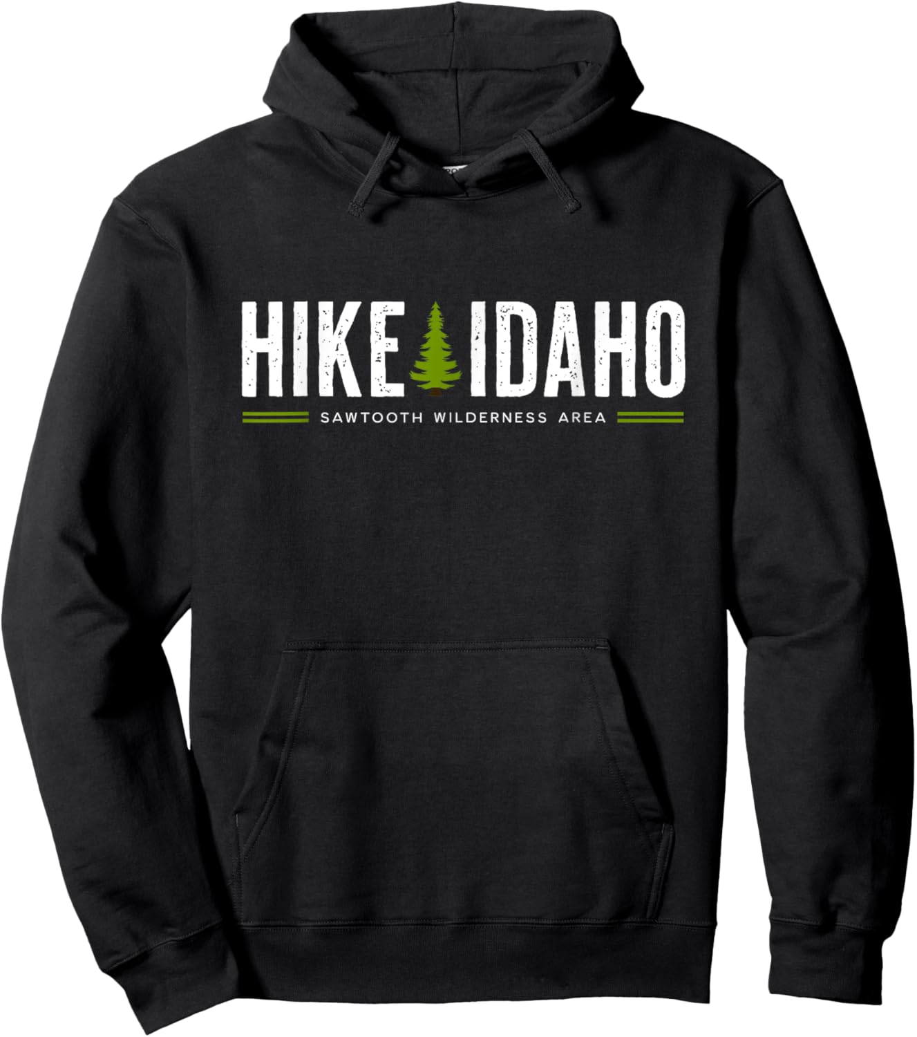 Idaho ID Sawtooth Wilderness Area Hike Tree Retro Graphic Hoodie - Hoodie | Black