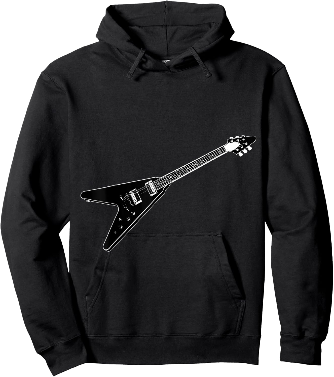 Flying V Guitar Hard Rock Heavy Death Nu Metal Music Band Hoodie - Hoodie | Black
