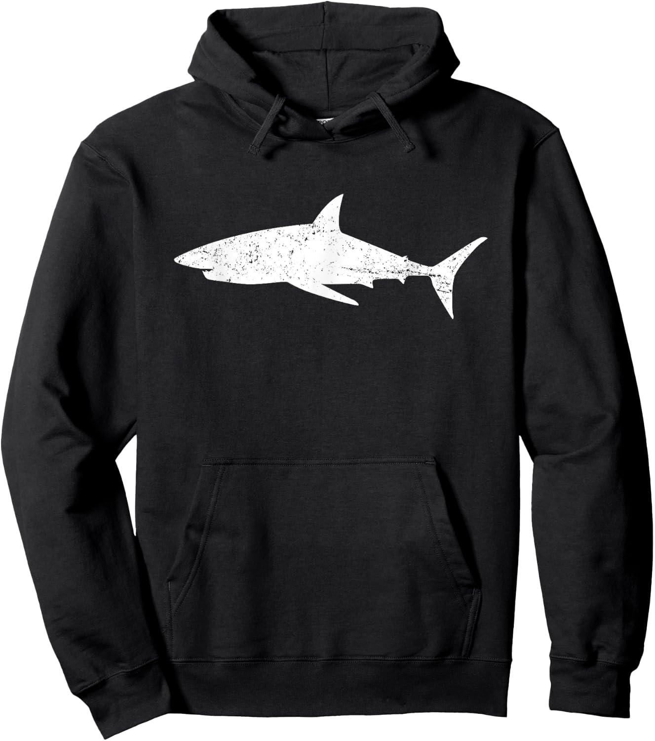 Vintage Distressed Style Mako Shark Hoodie - Hoodie | Black