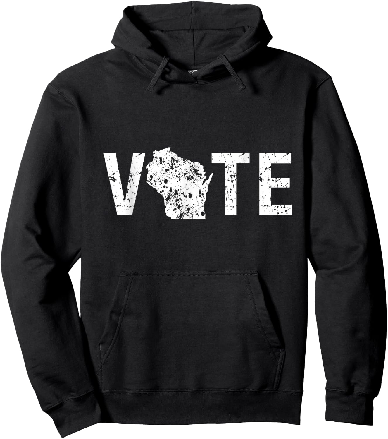 VOTE WISCONSIN - Election Day State Distressed Shirt Hoodie - Hoodie | Black