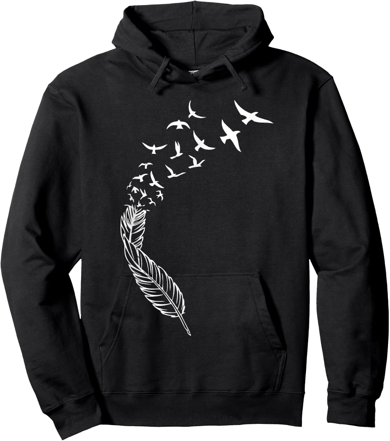 Feather Flying Birds Cool Street Style Positivity Casual Hoodie - Hoodie | Black