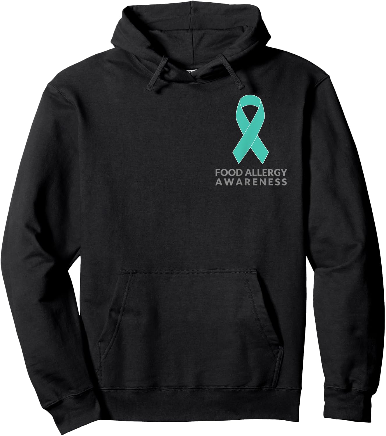 Teal Ribbon Minimalist Shirt Food Allergy Awareness Hoodie - Hoodie | Black