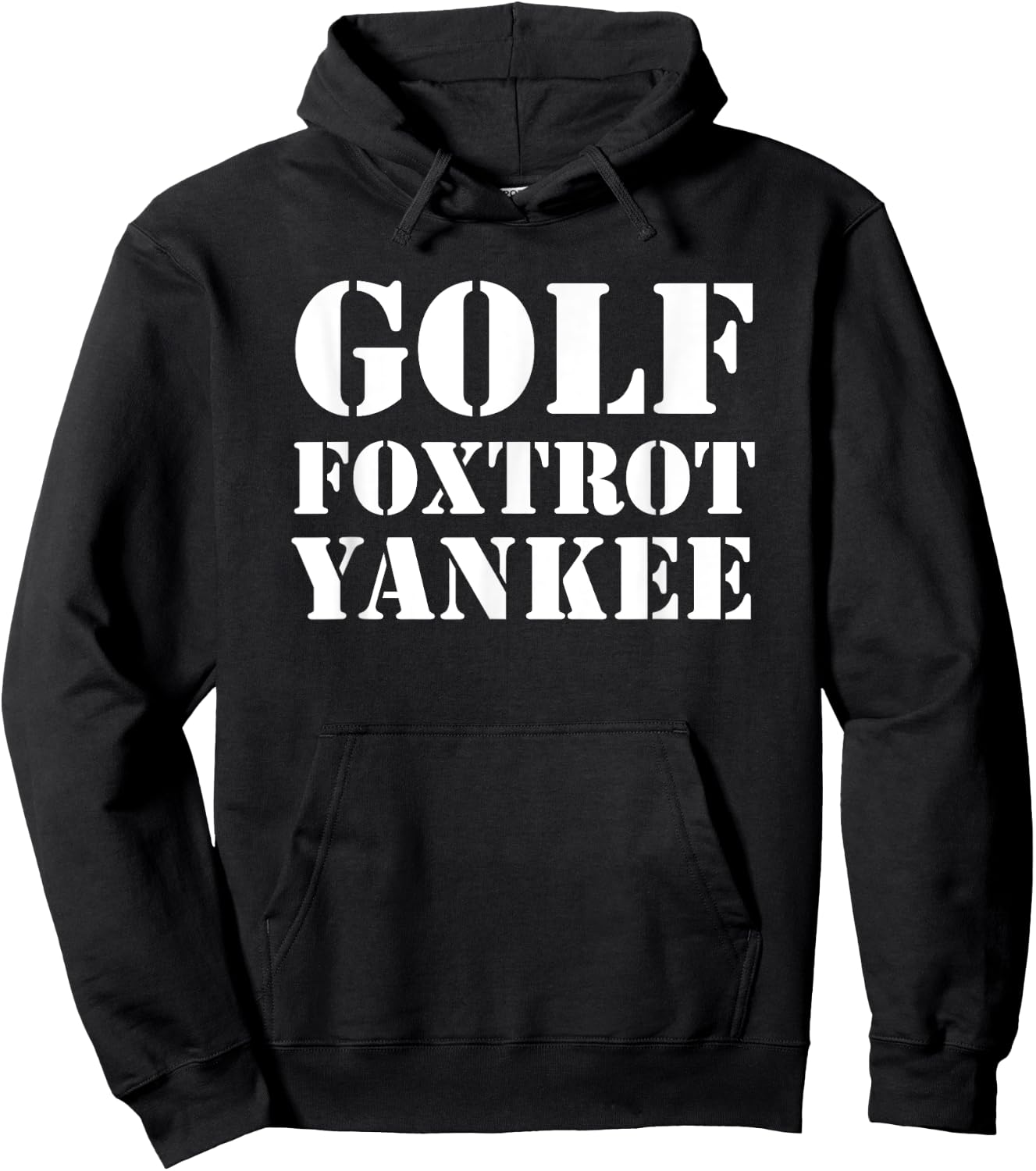 Golf Foxtrot Yankee Military Code Hoodie - Hoodie | Black