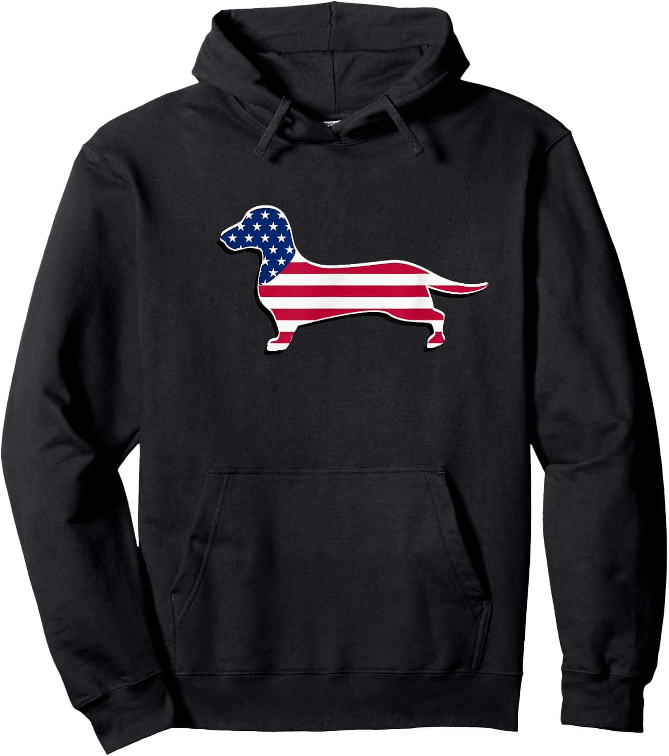 Dachshund Dog - American USA Flag Patriotic 4th Of July Hoodie - Hoodie | Black