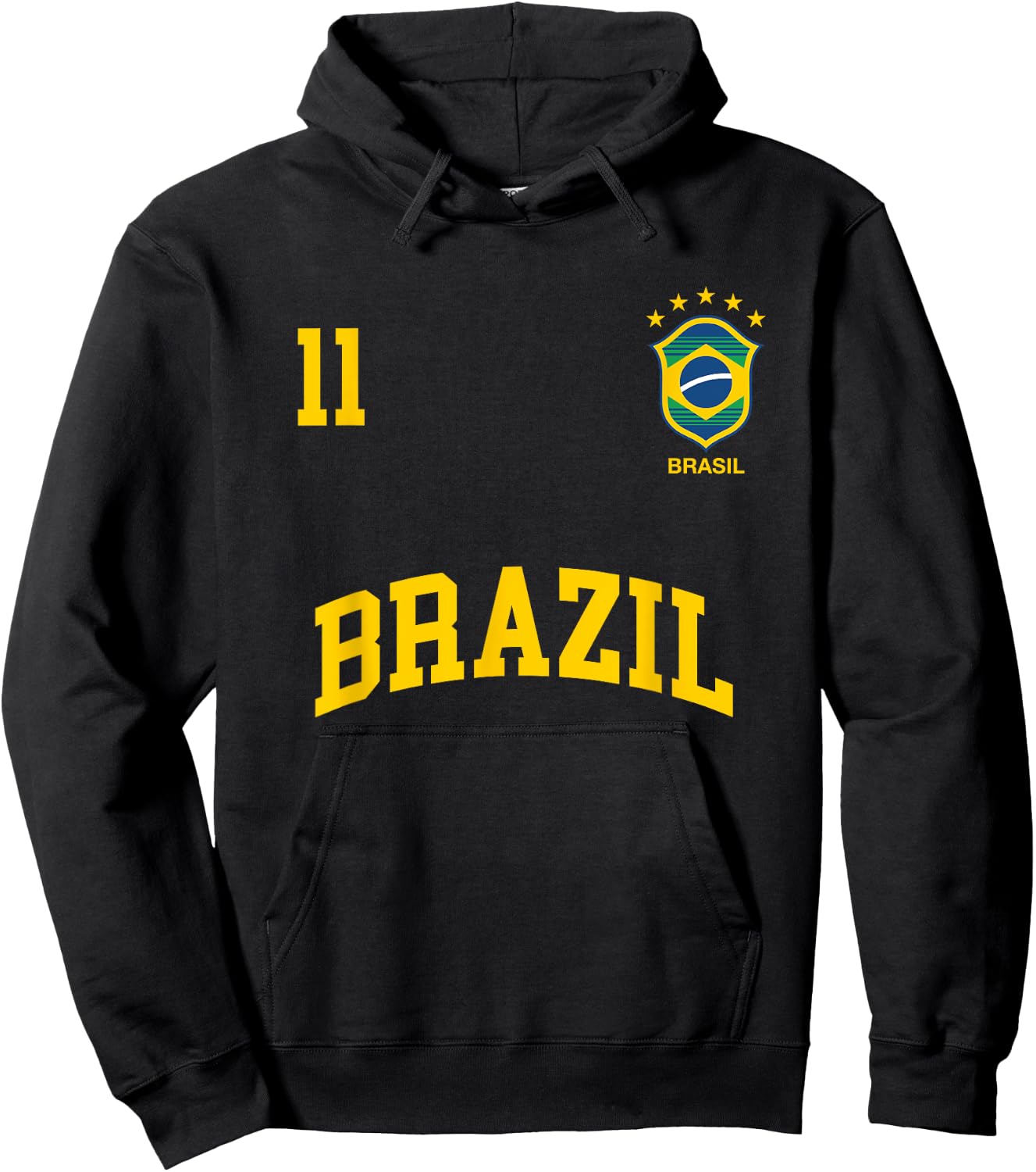 Brazil Number 11 Brazilian Soccer Team Sports Shirt Hoodie - Hoodie | Black