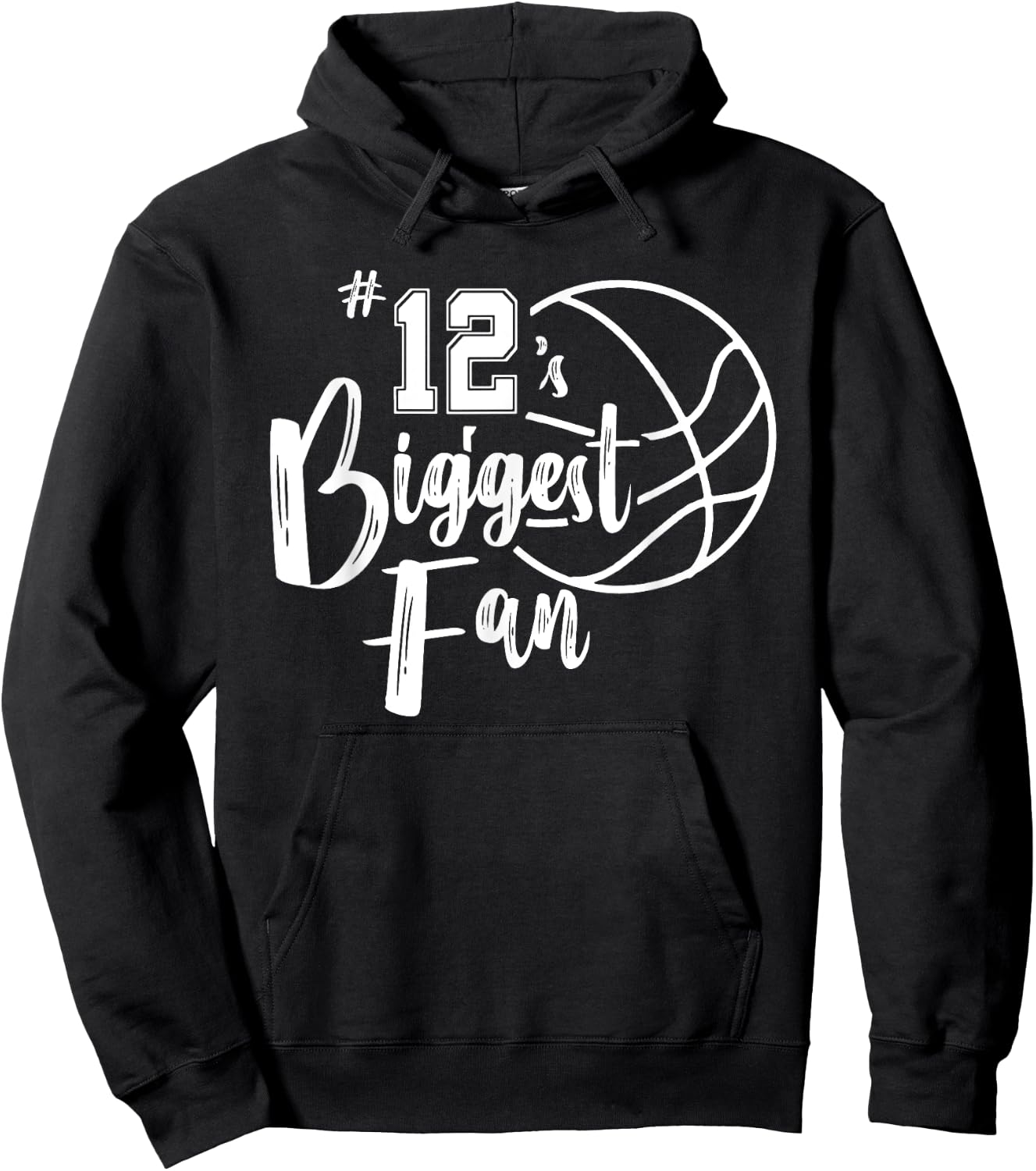 Number 12's Biggest Fan Shirt Basketball Player Mom Dad Hoodie - Hoodie | Black