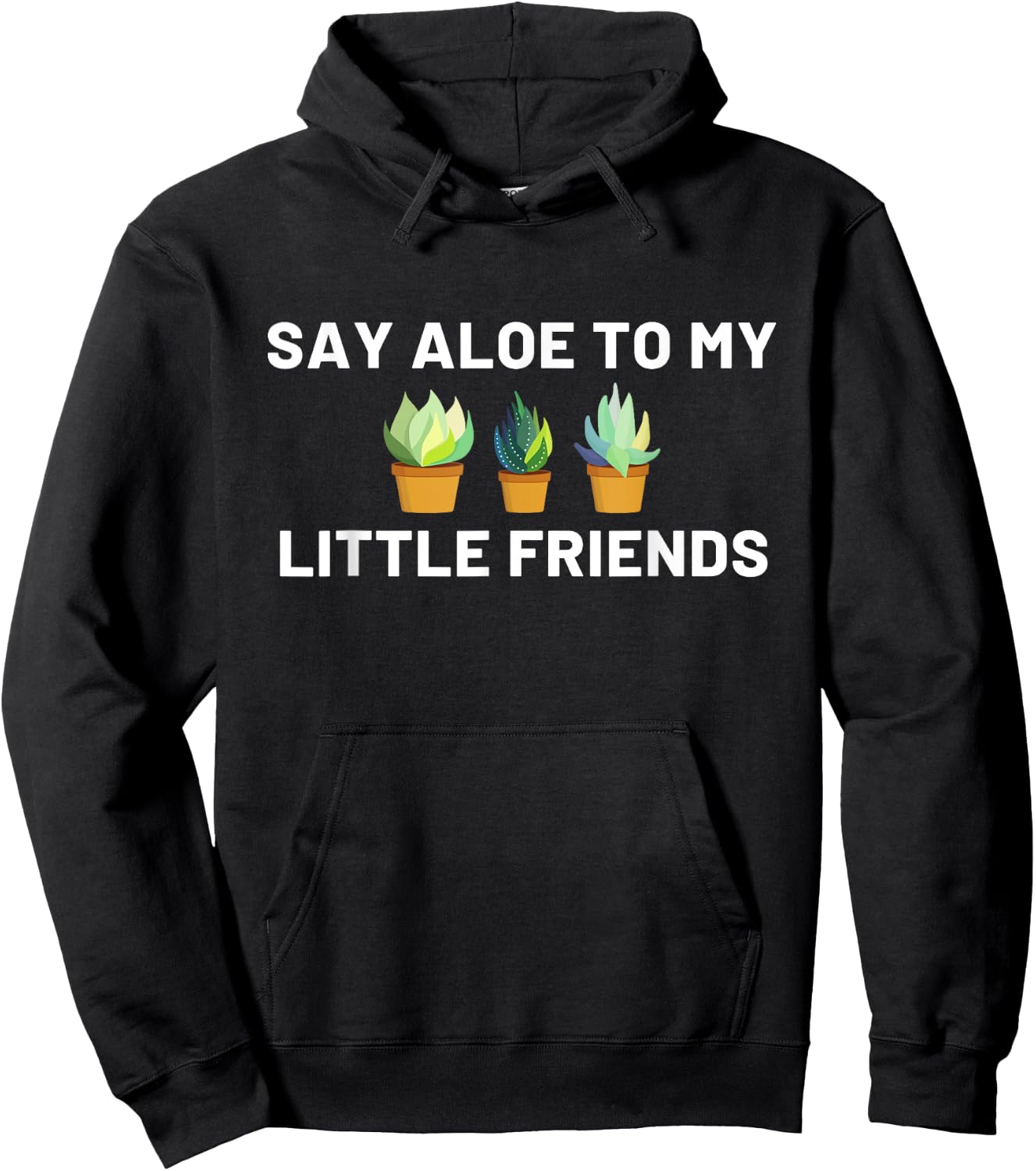 Say Aloe to My Little Friends Cactus Funny Hoodie - Hoodie | Black