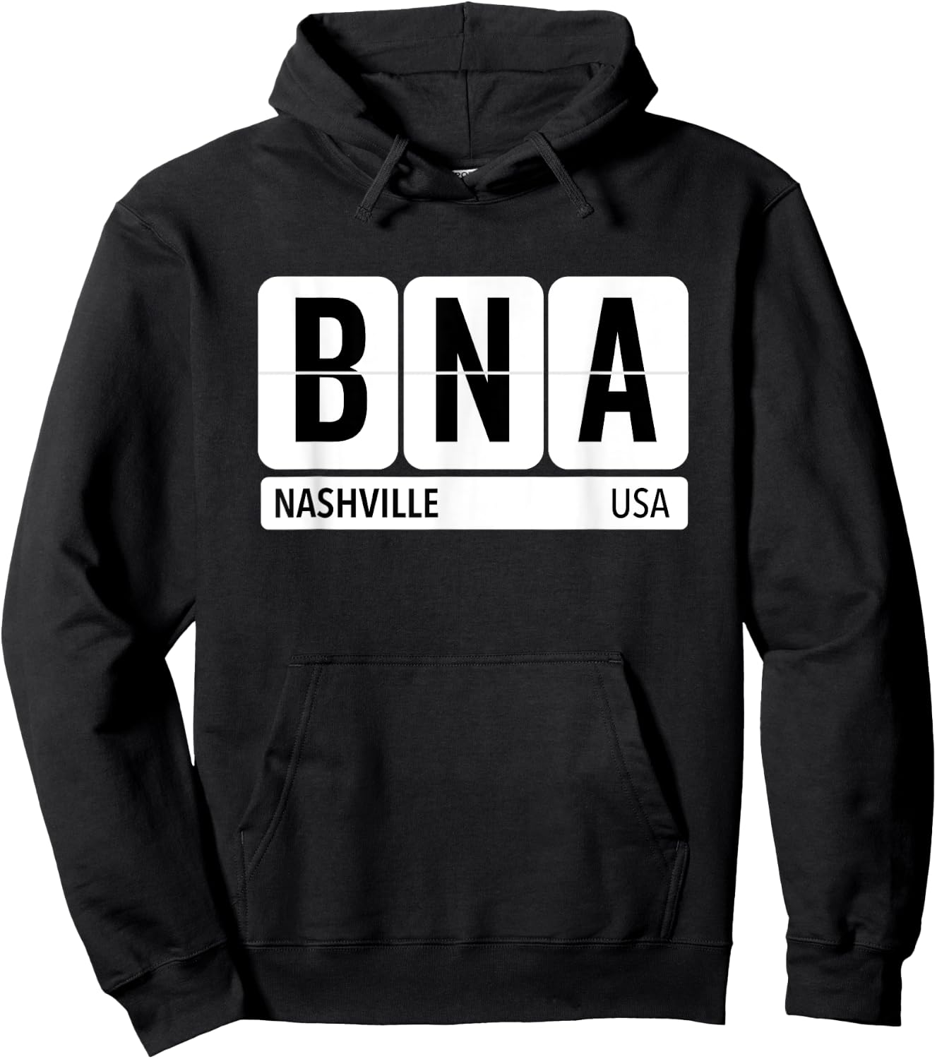 BNA Nashville USA Travel Souvenir Black Text Hoodie - Hoodie | Black