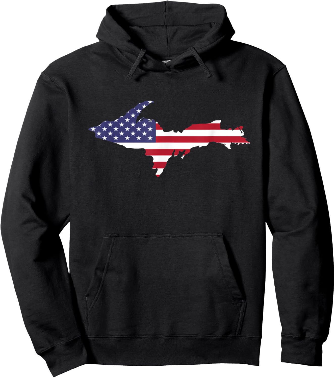 UP Upper Peninsula Michigan American Flag USA 906 Yoopers Hoodie - Hoodie | Black