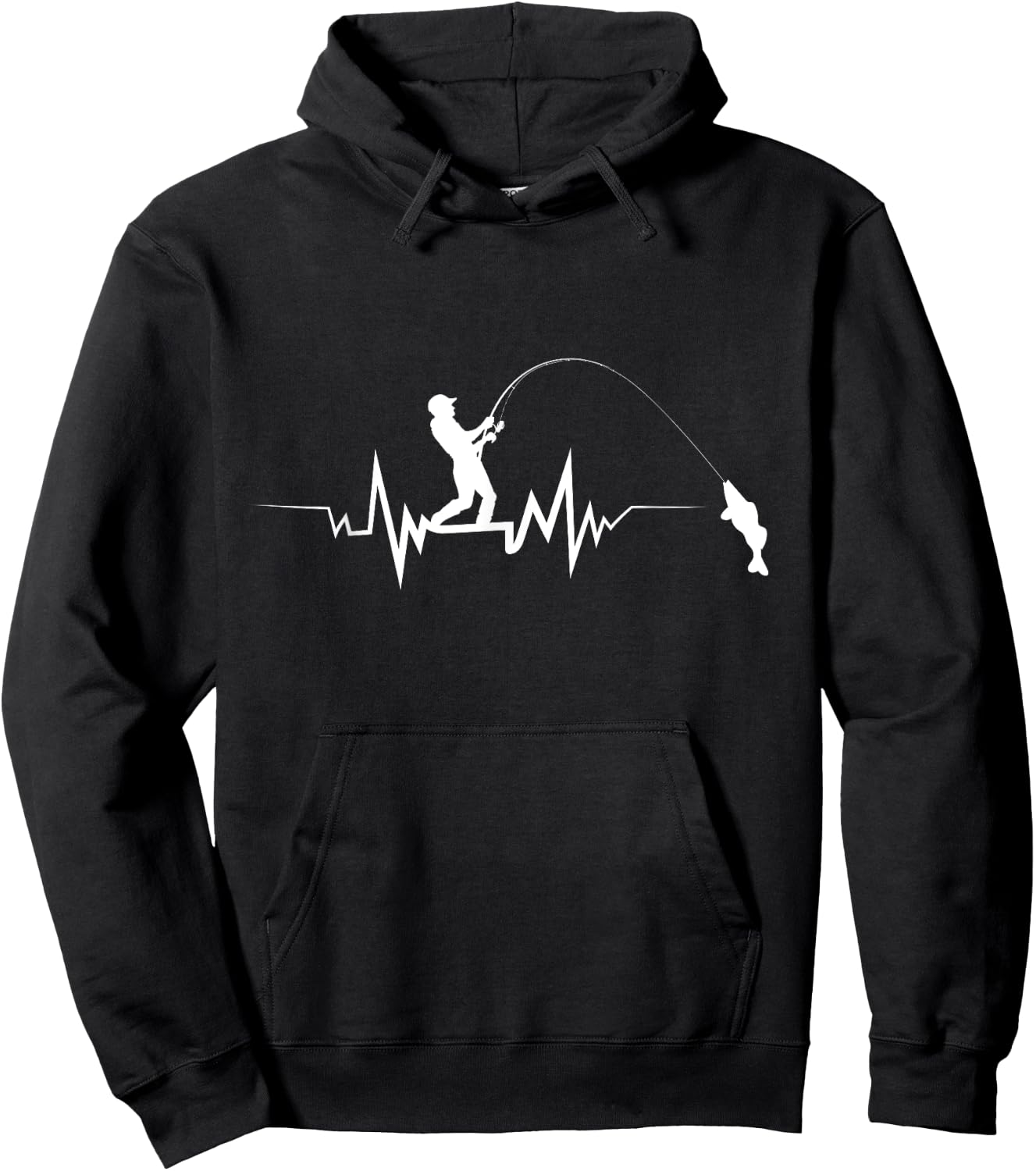 Fishing Heartbeat Cool Beat Great Gift Fisherman Large Black Hoodie - Hoodie | Black
