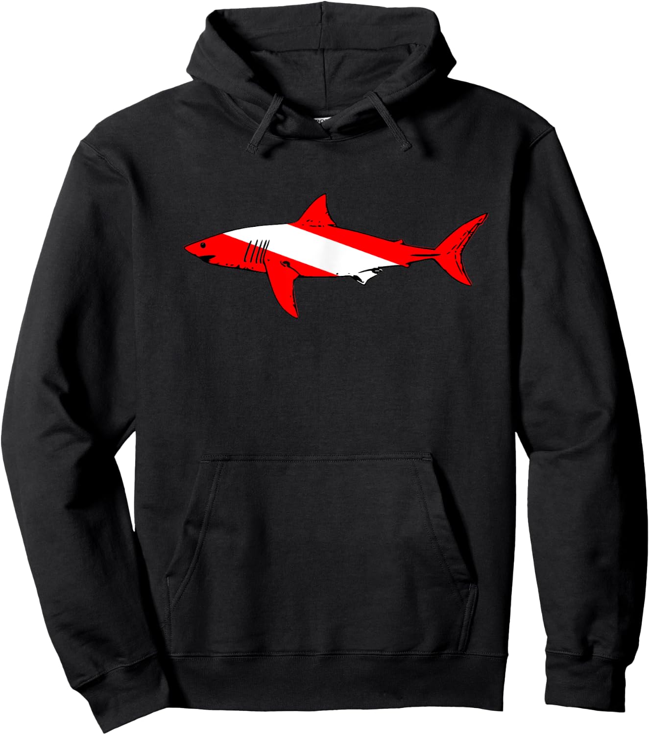 DIVE Shark Diver Down Flag Scuba Diving Graphic Hoodie - Hoodie | Black