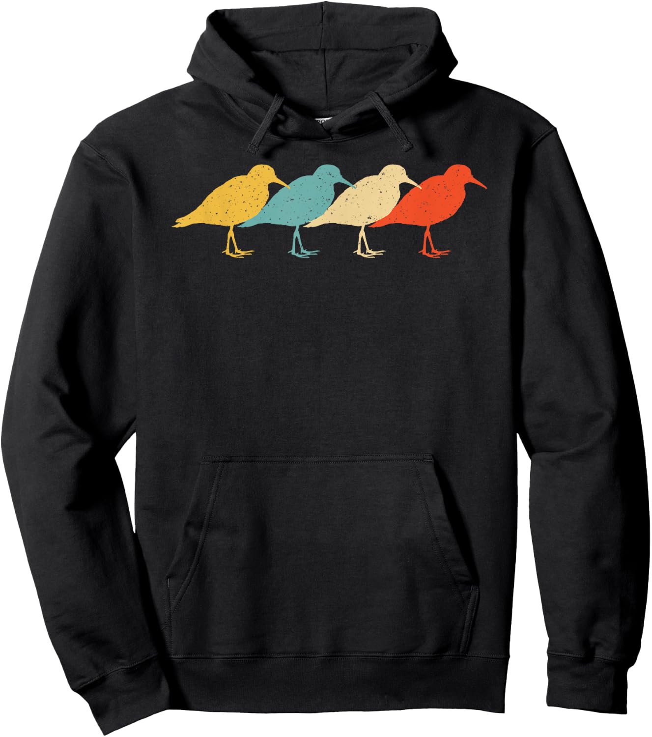 Dunlin Vintage Retro Sandpiper Bird Wader Lover 60s 70s Gift Hoodie - Hoodie | Black