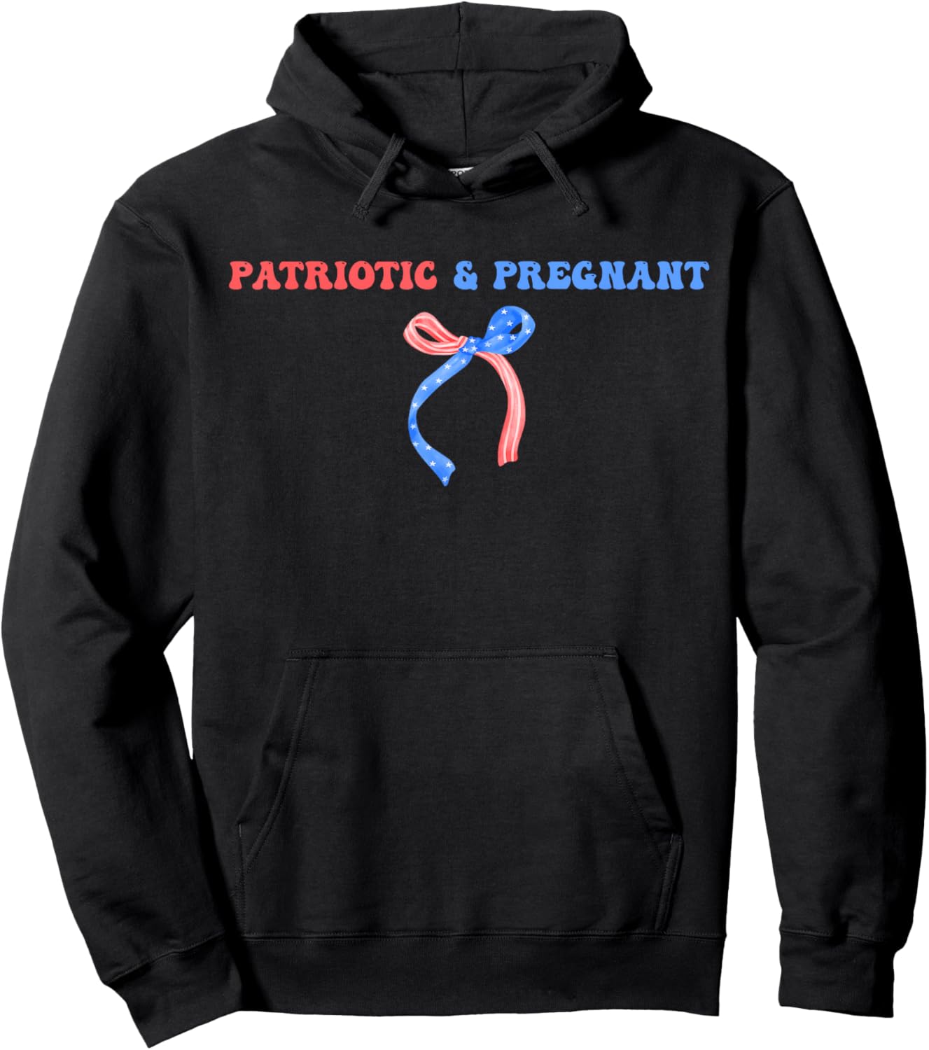 Patriotic & Pregnant 4th of July Pregnancy Announcement Hoodie - Hoodie | Black