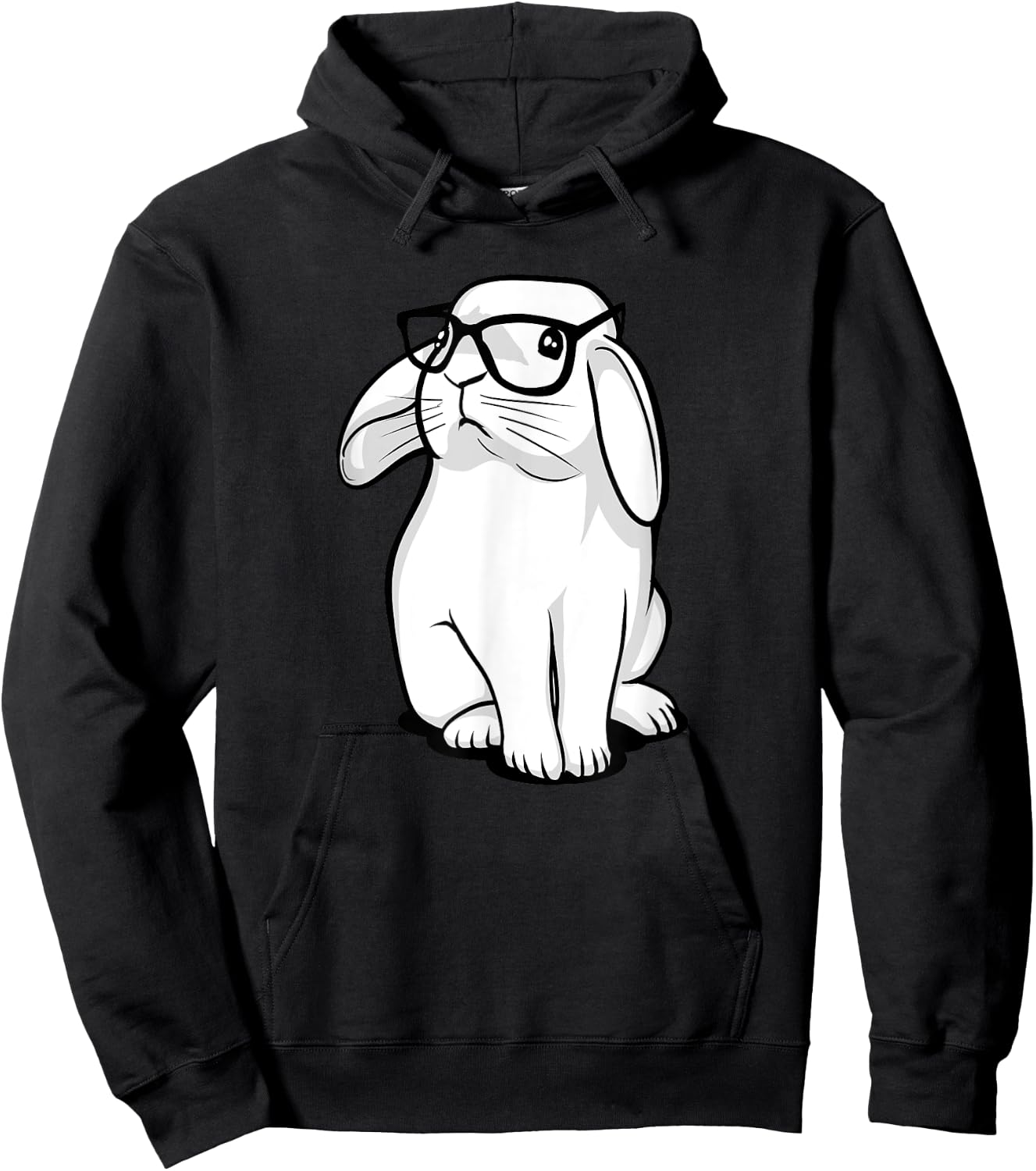 Rabbit Nerdy Geek Bunny With Glasses Kids Girls Boys Hoodie - Hoodie | Black