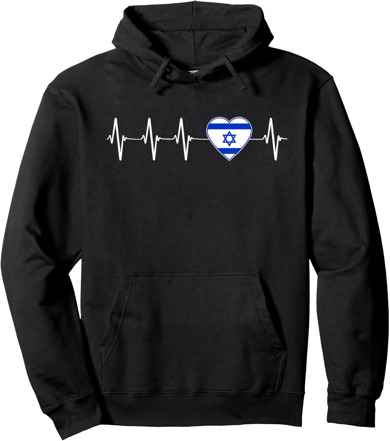 Israeli Heartbeat I Love Israel Flag Pro Jewish Hoodie - Hoodie | Black