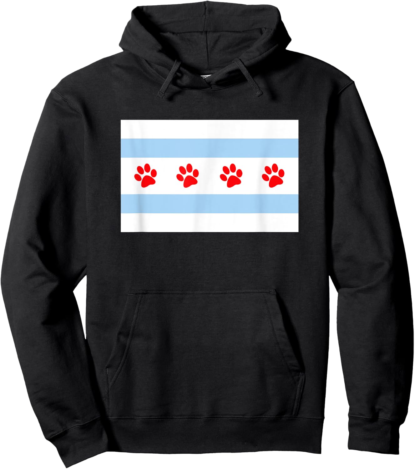 DOG LOVERS CHICAGO FLAG Paw Prints Custom T Shirt Hoodie - Hoodie | Black
