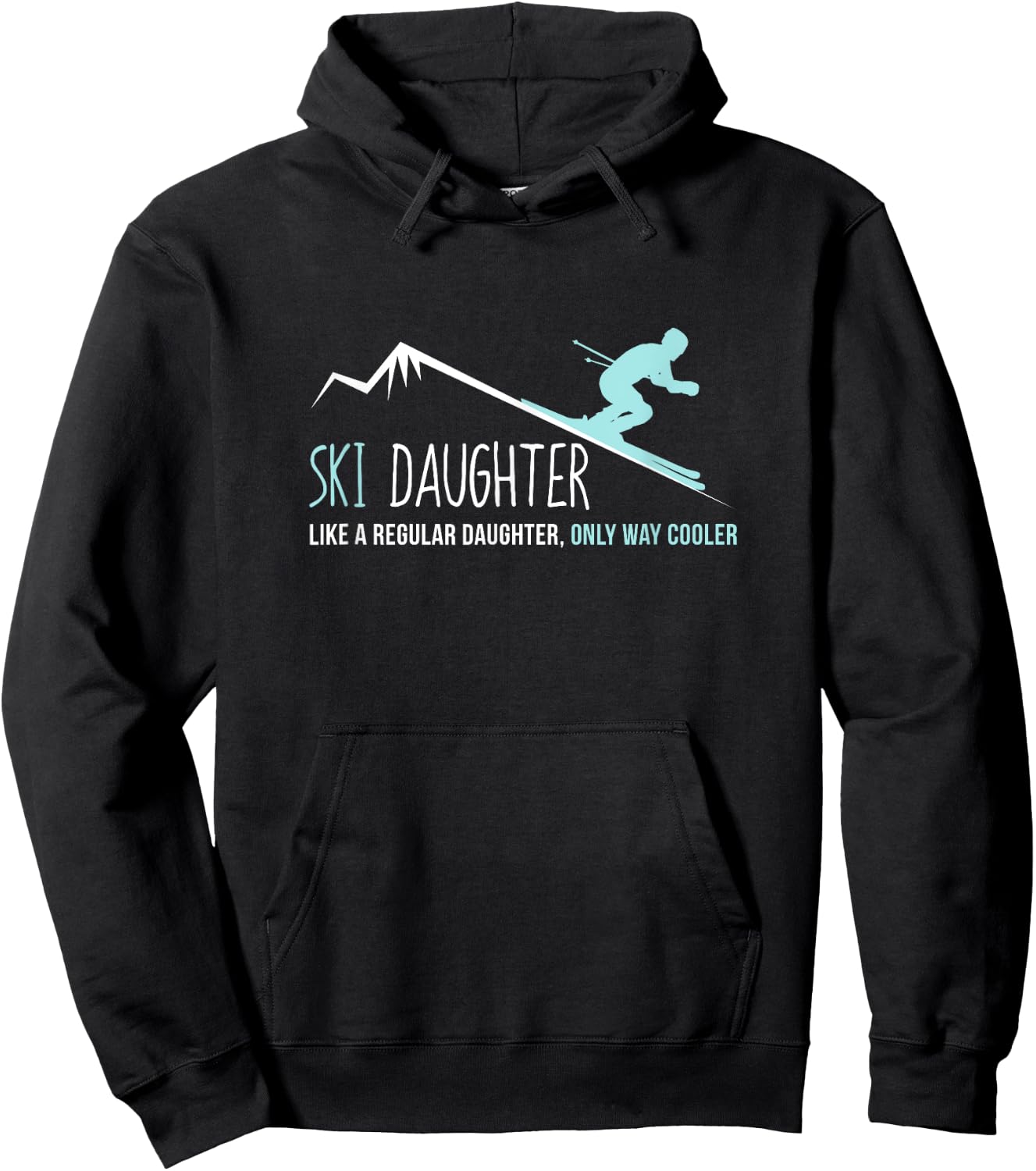 Ski Daughter Shirt, Funny Cute Winter Skiing Gift Hoodie - Hoodie | Black