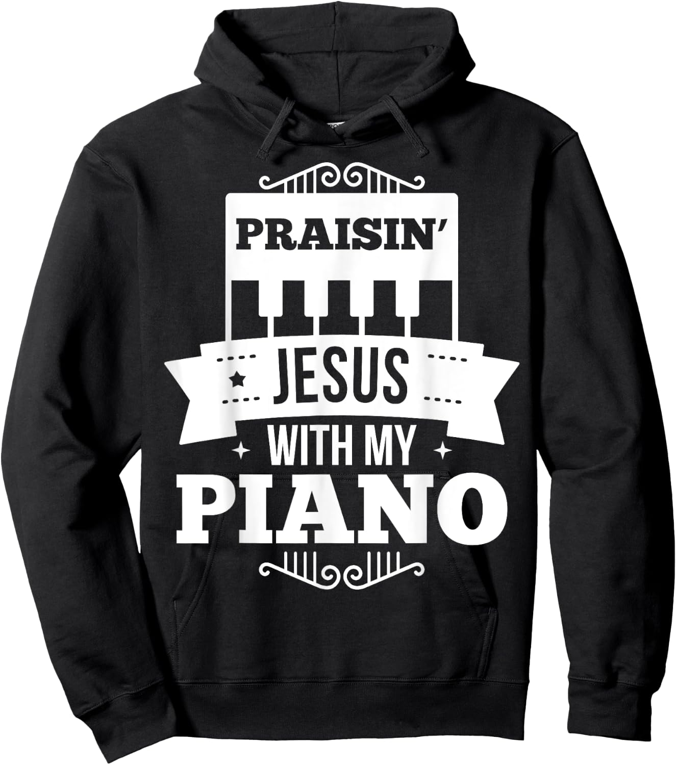 Christian Piano Player Praising Jesus, Pianist Worship Gift Hoodie - Hoodie | Black