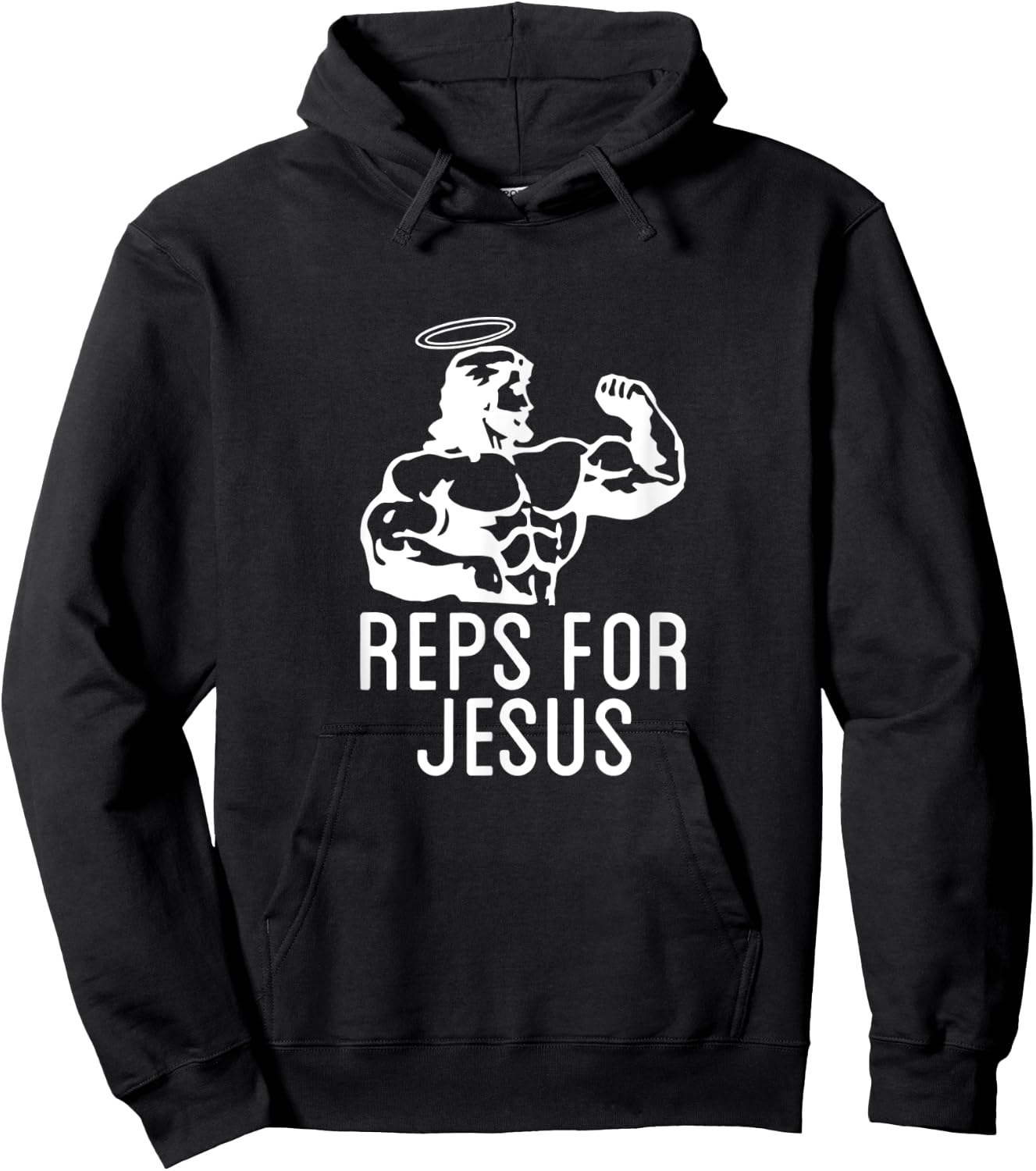 Reps For Jesus Muscular Swole Big Jesus Funny Lifting Shirt Hoodie - Hoodie | Black