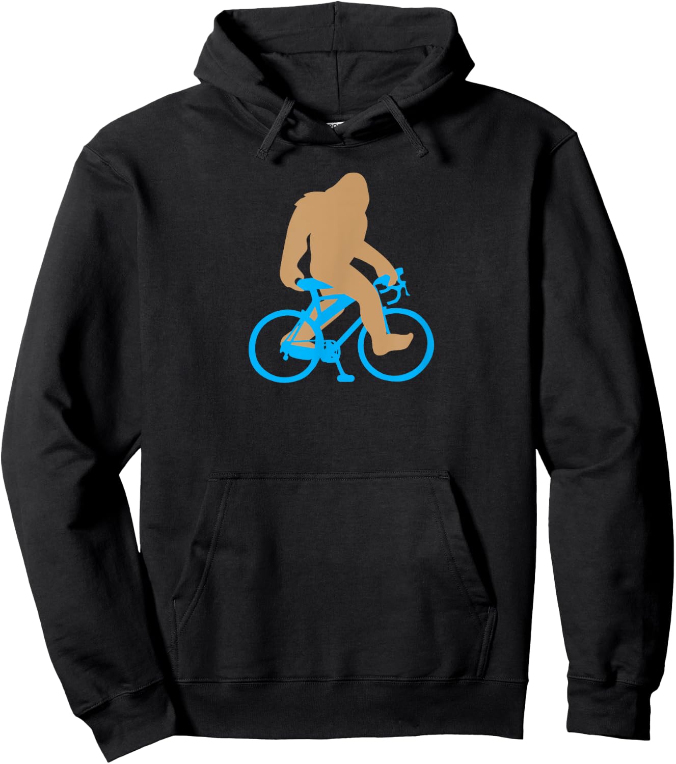 Bigfoot Riding Bicycle Shirt, Funny Cute Sasquatch Bike Gift Hoodie - Hoodie | Black