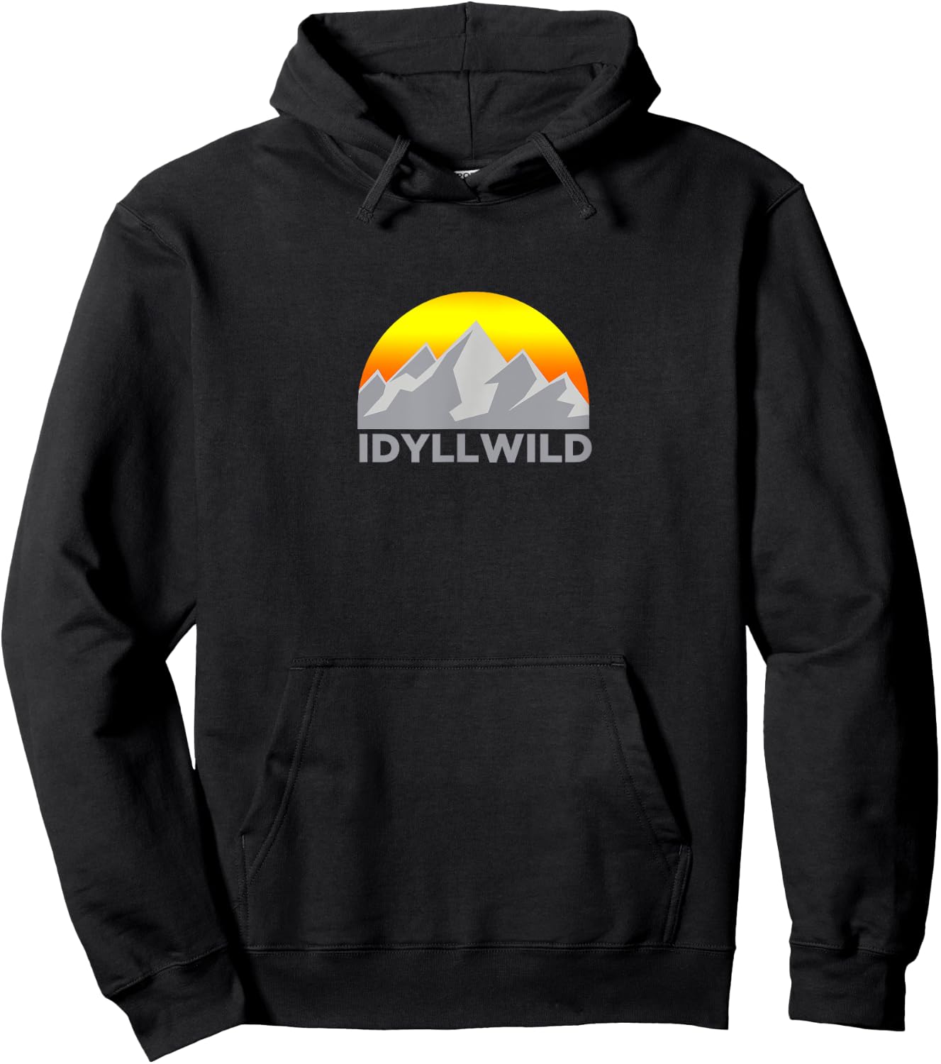 Retro Sunrise Mountain - Idyllwild California T Shirt Hoodie - Hoodie | Black