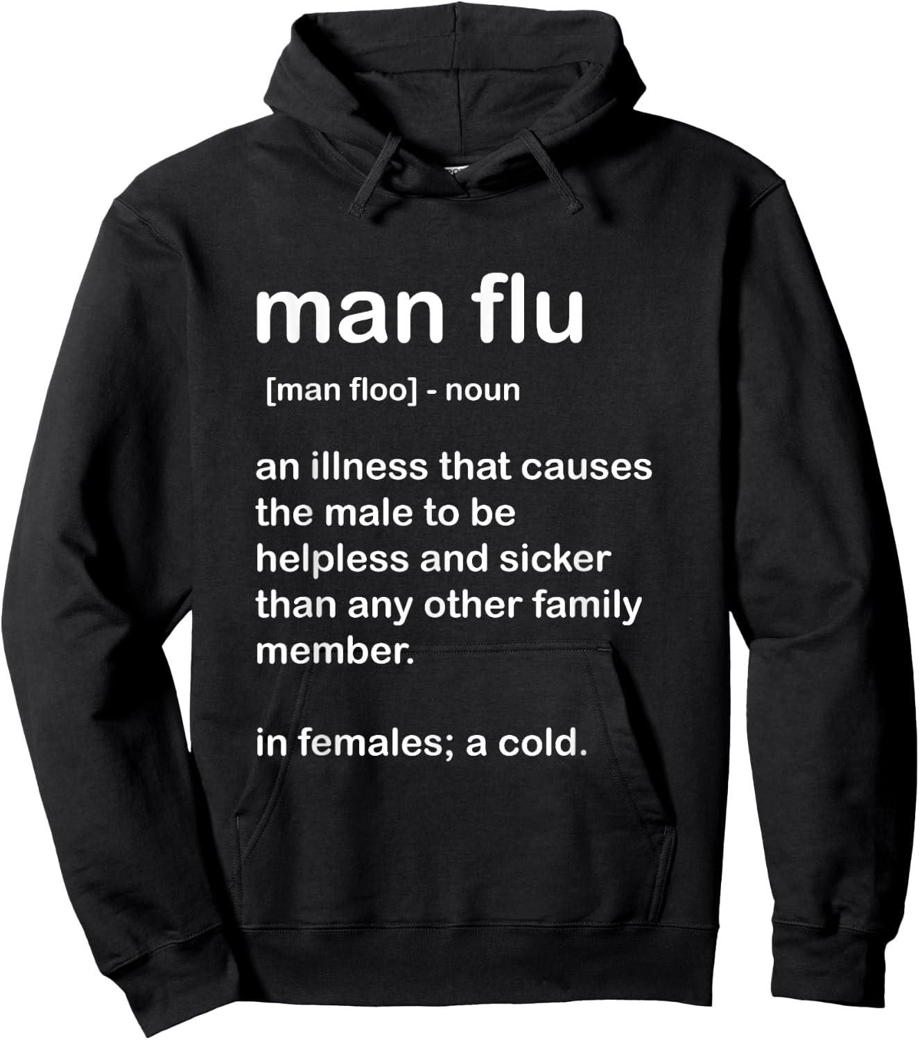 Man Flu Survivor ; Funny Gift Man Flu Definition Hoodie - Hoodie | Black
