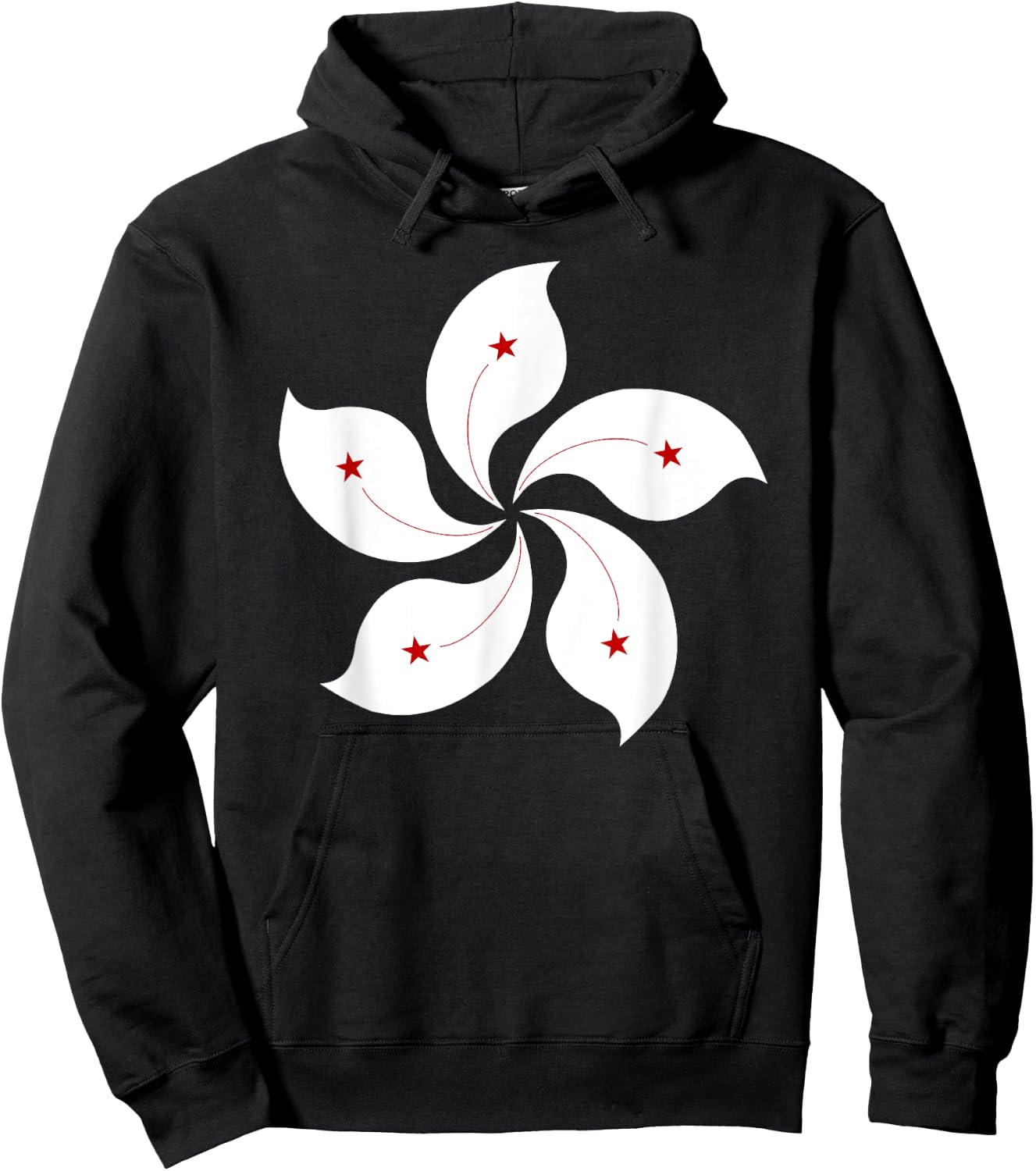 Hong Kong Flag Five Petal Orchid Flower Graphic Men Women Hoodie - Hoodie | Black