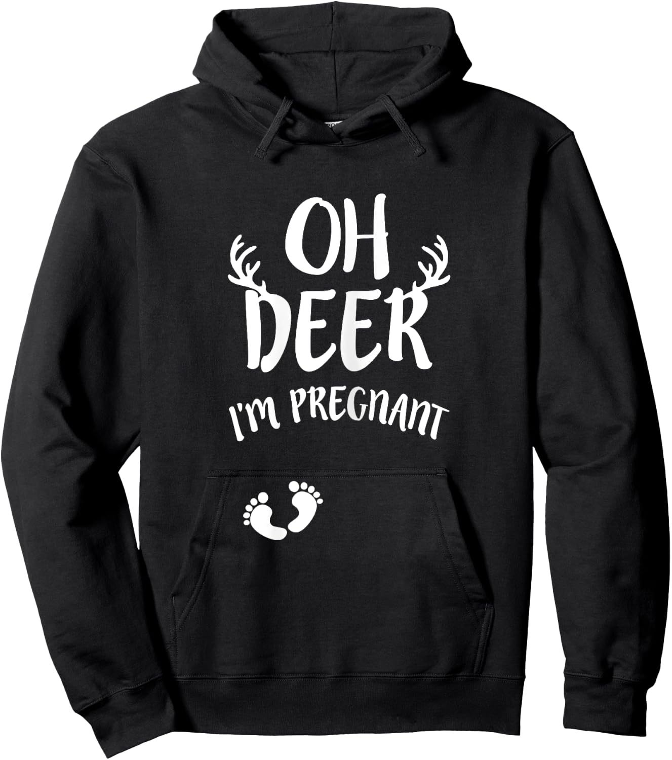 Oh Deer I'm Pregnant Hunting Baby Announcement Expecting Hoodie - Hoodie | Black