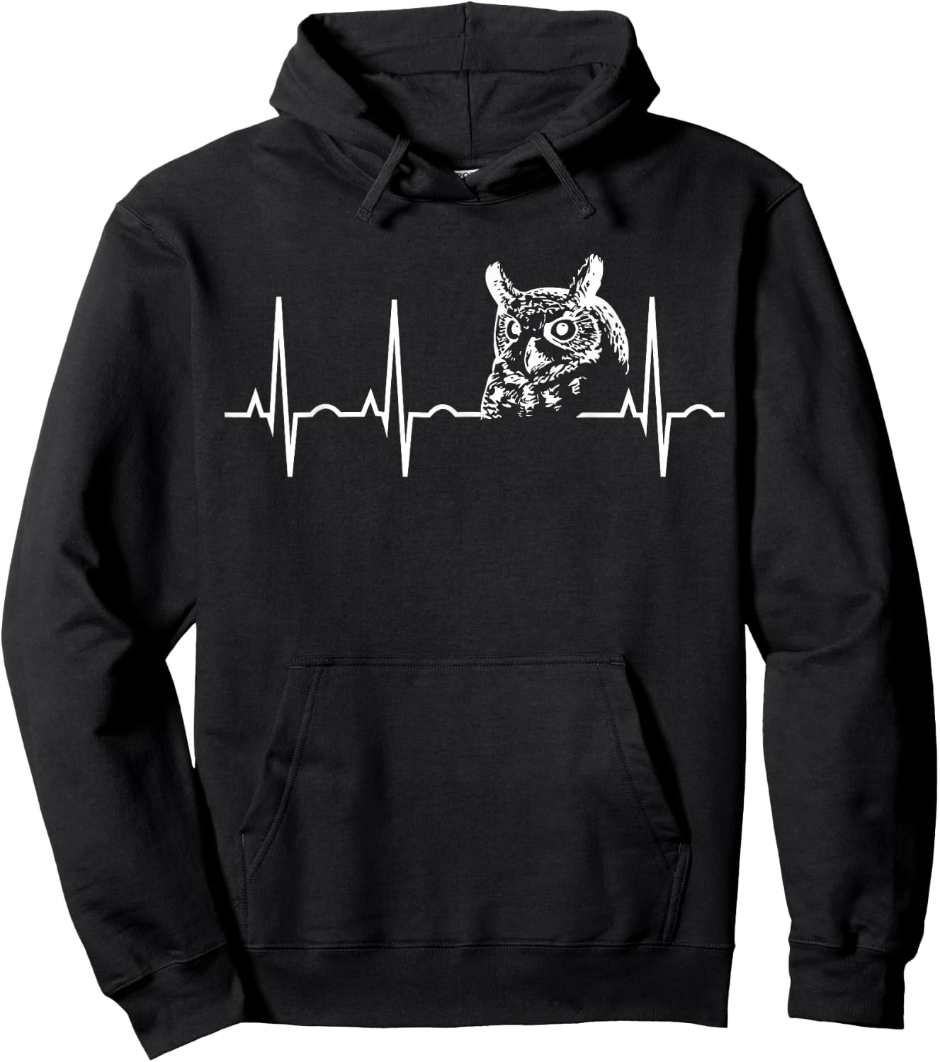 Great Horned Owl Shirt -Owl Lover Heartbeat Gift Hoodie - Hoodie | Black