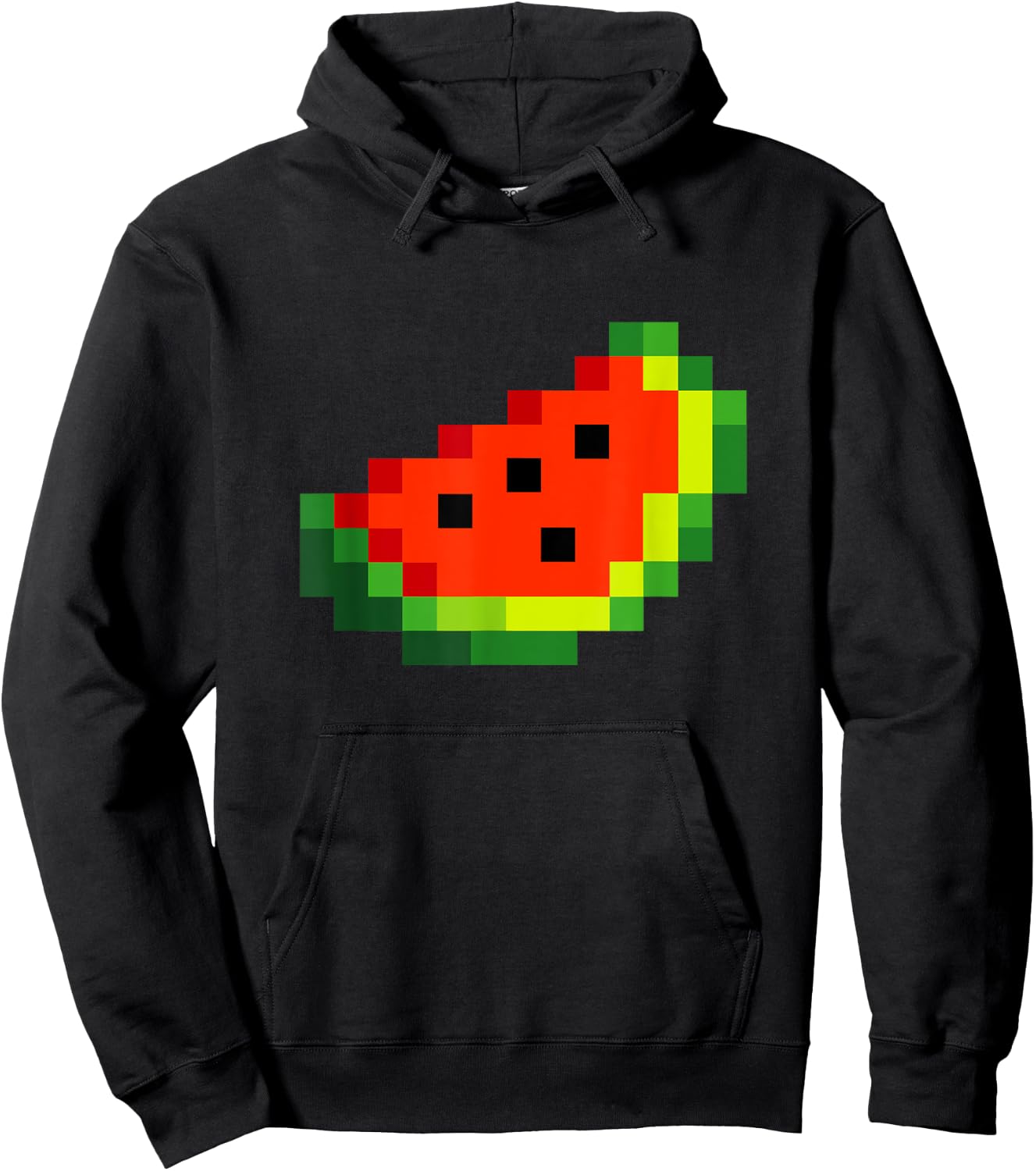 Funny Pixel Watermelon - Retro 8-Bit Arcade Gamer Fruit Hoodie - Hoodie | Black