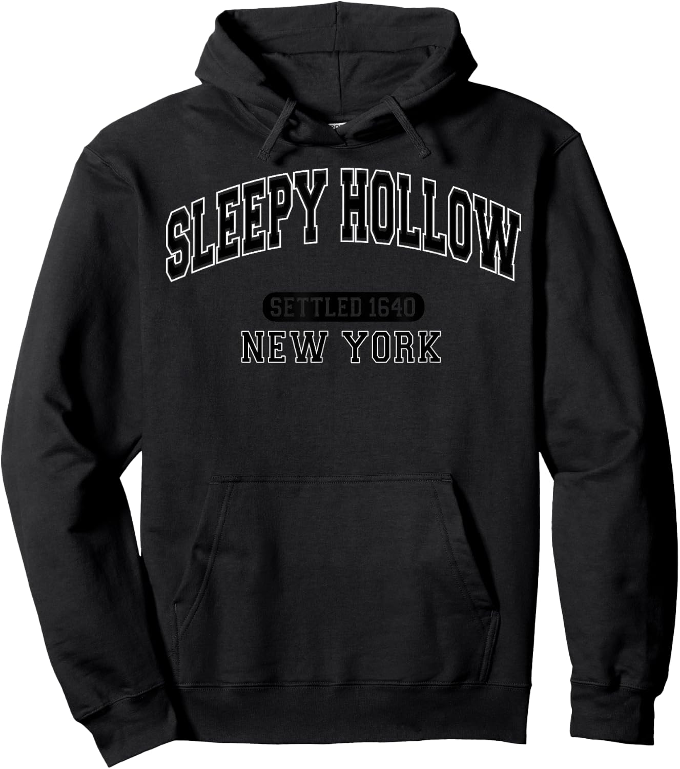 Sleepy Hollow New York Settled 1640 Vintage Sports Black Hoodie - Hoodie | Black