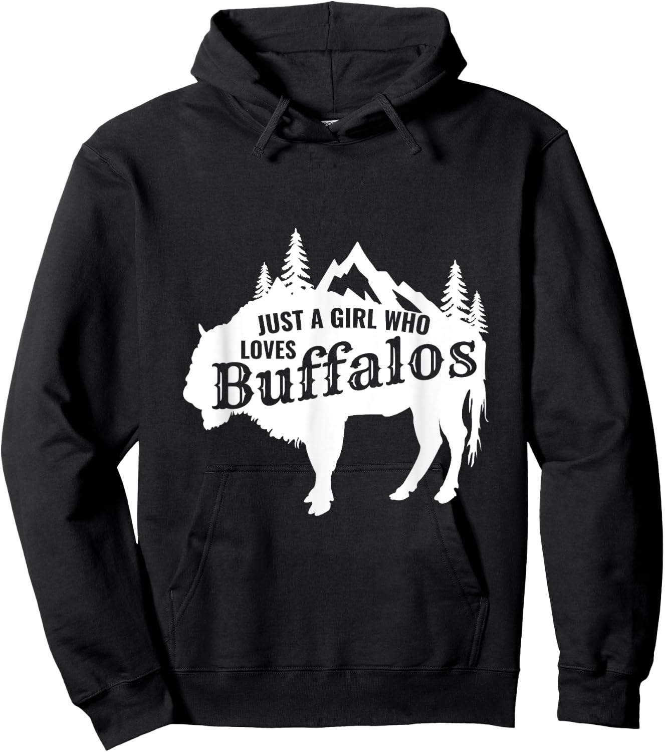 Just a Girl Who Loves Buffalo Animal Funny Gift Hoodie - Hoodie | Black
