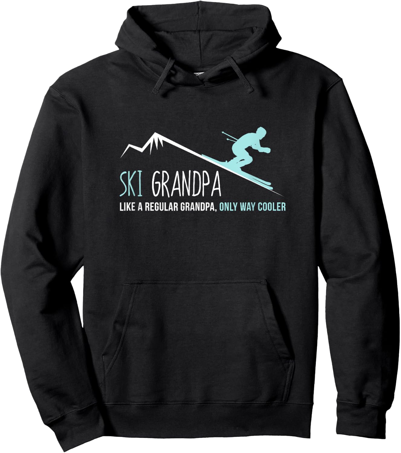 Ski Grandpa Funny Cute Winter Skiing Gift Hoodie - Hoodie | Black