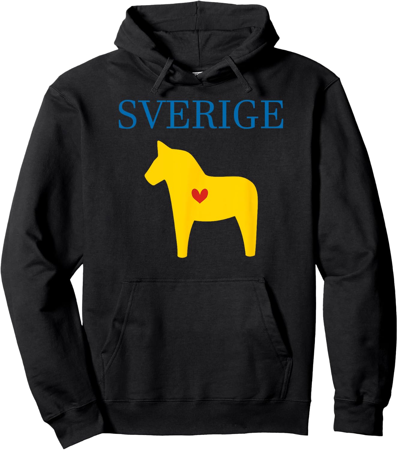 Swedish Dala Horse Midsommar Heart Sverige T Shirt Hoodie - Hoodie | Black