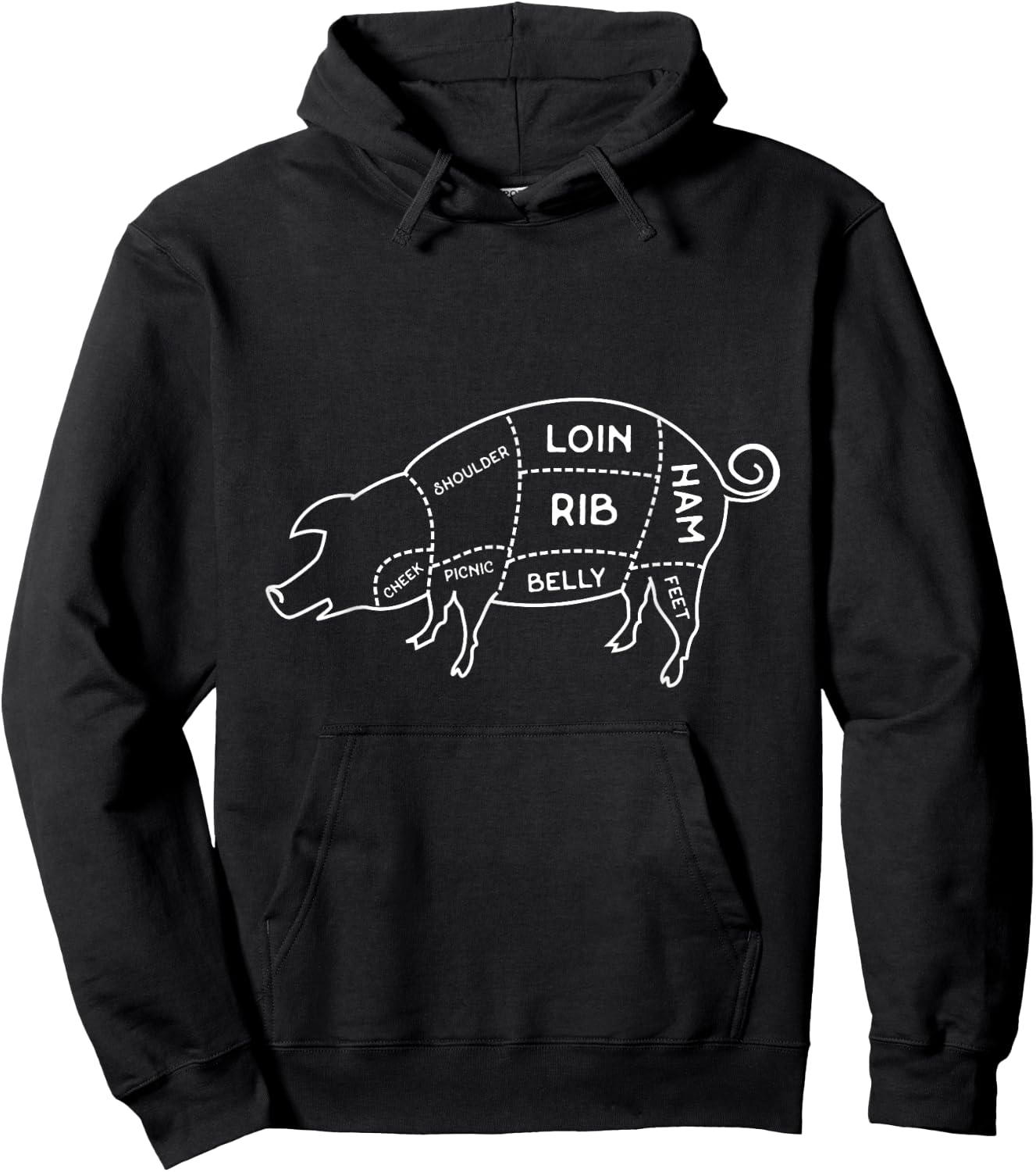 Pork Pig Meat Butcher Cut Chart Hoodie - Hoodie | Black